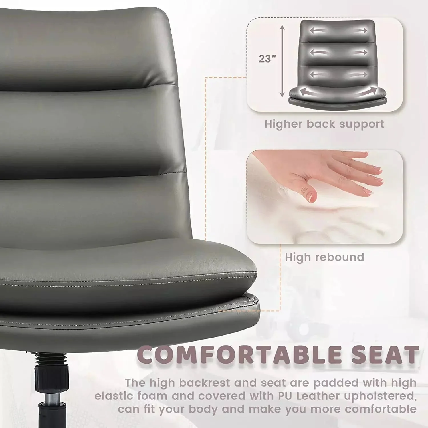 Vitesse Armless Pu Leather High Back Wide Seat Office Desk Chair - Image 24