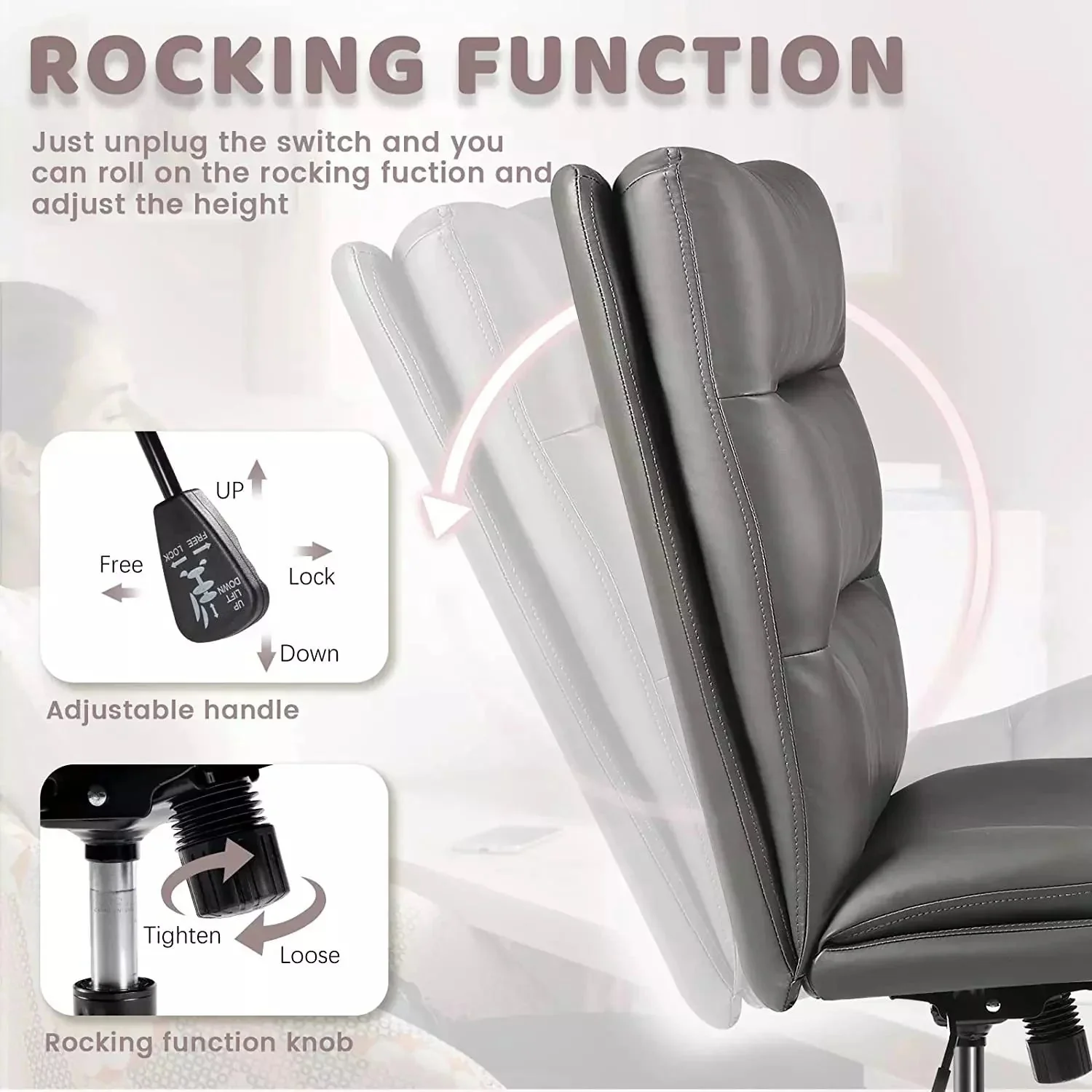 Vitesse Armless Pu Leather High Back Wide Seat Office Desk Chair - Image 25
