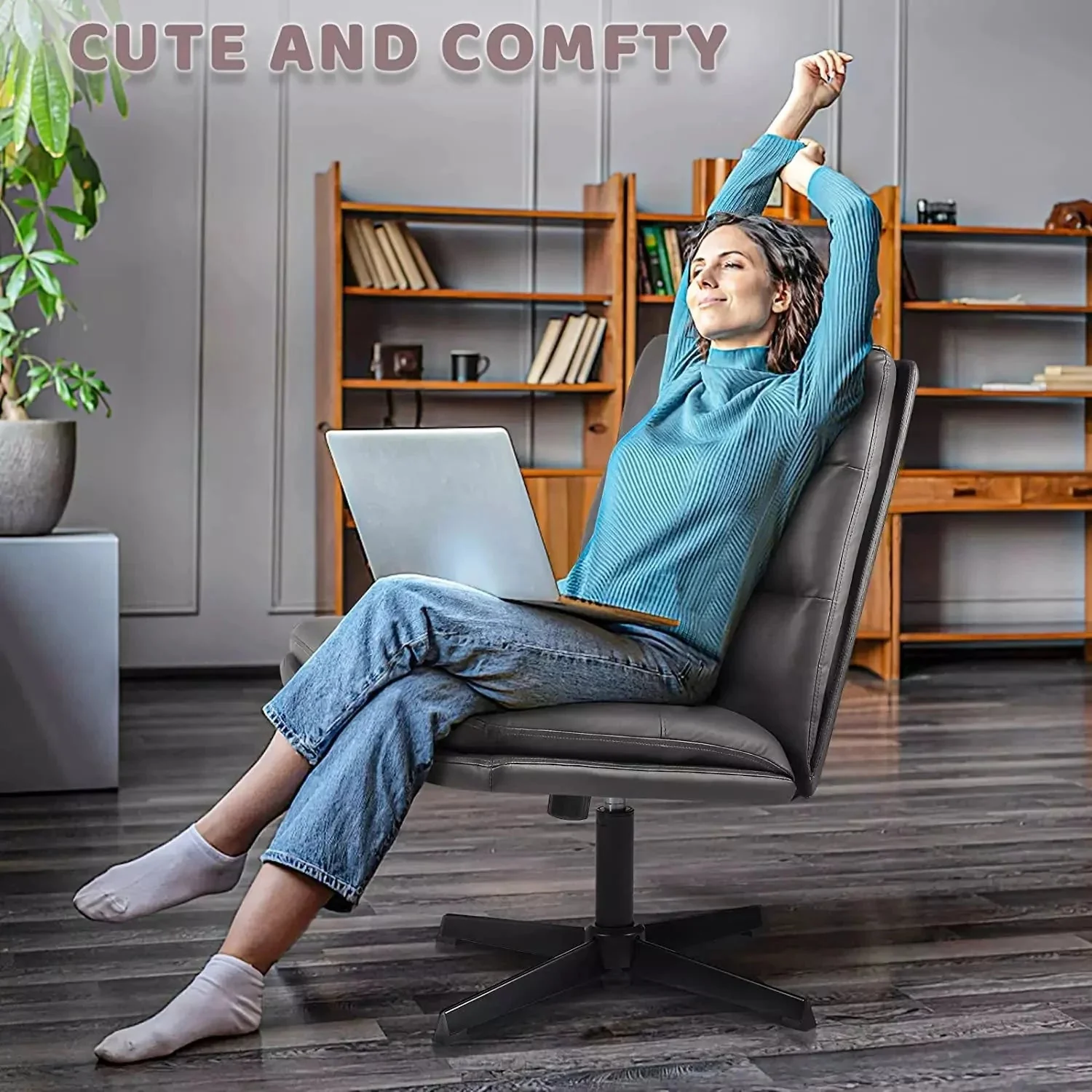 Vitesse Armless Pu Leather High Back Wide Seat Office Desk Chair - Image 28