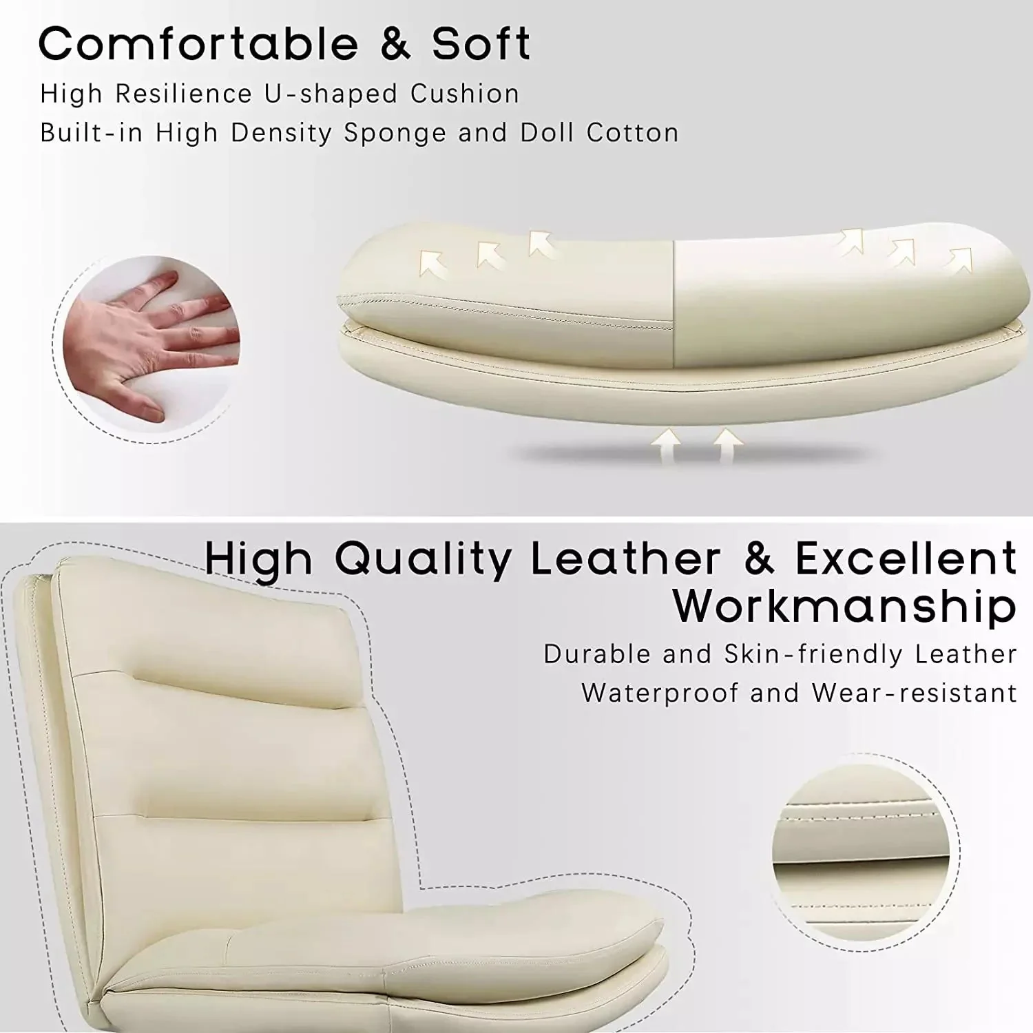 Vitesse Armless Pu Leather High Back Wide Seat Office Desk Chair - Image 3