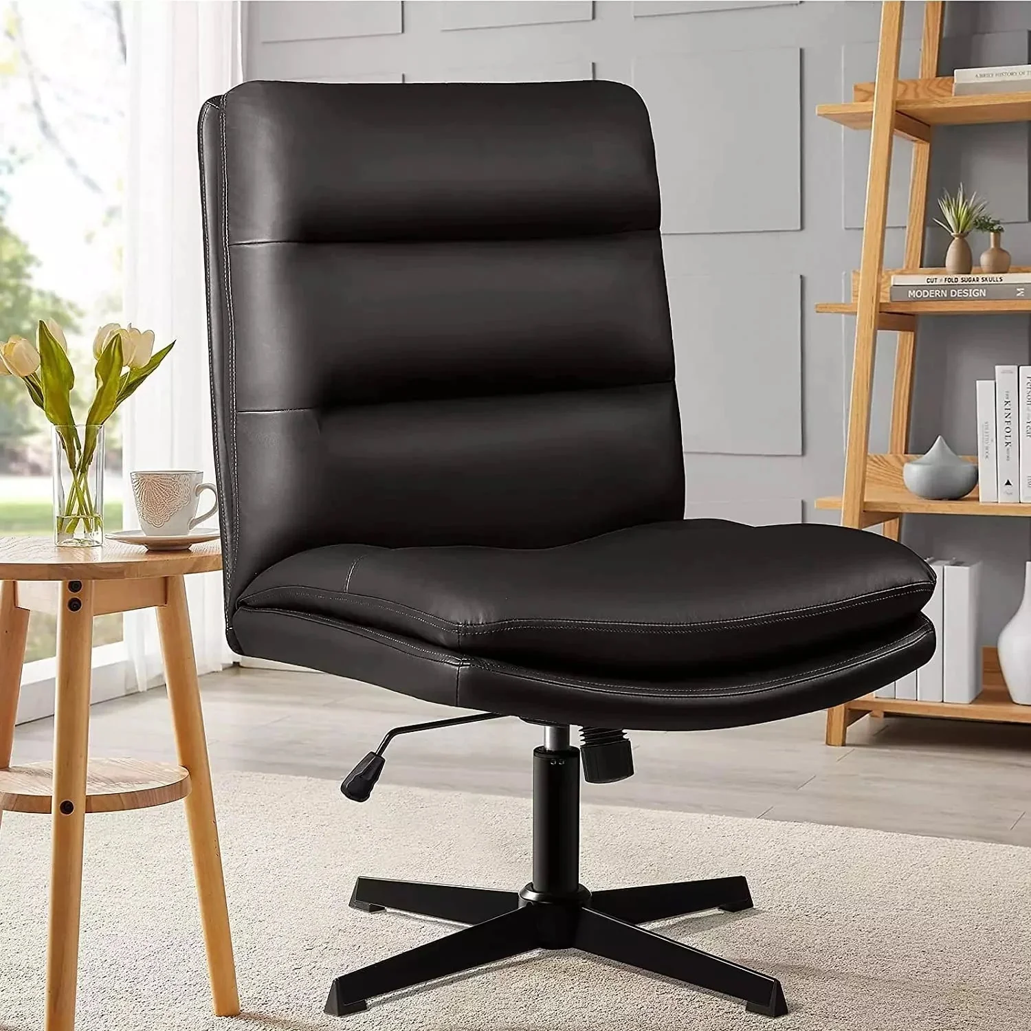 Vitesse Armless Pu Leather High Back Wide Seat Office Desk Chair - Image 8