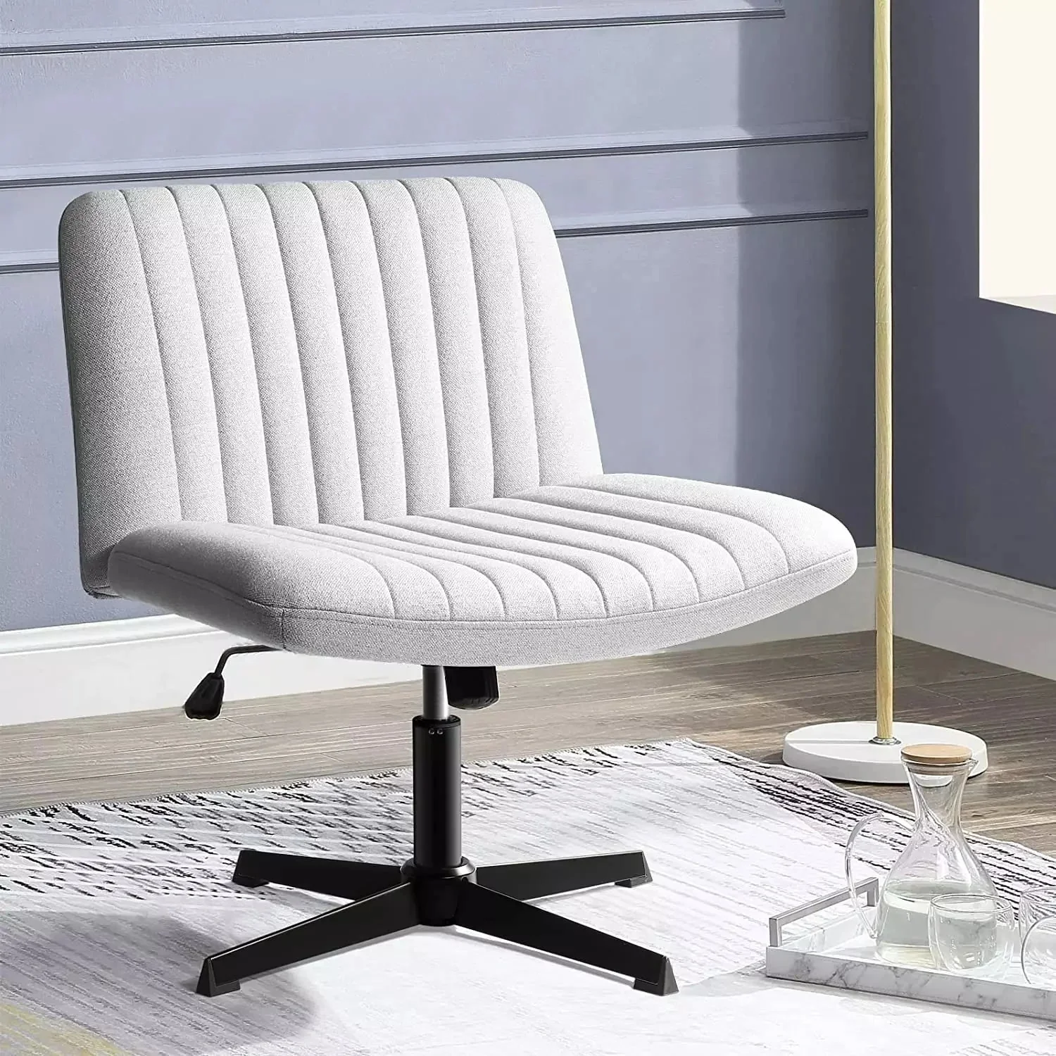 VITESSE Armless Swivel Office Chair, Height Adjustable Wide Seat Vanity Chair OFC06 - Image 8
