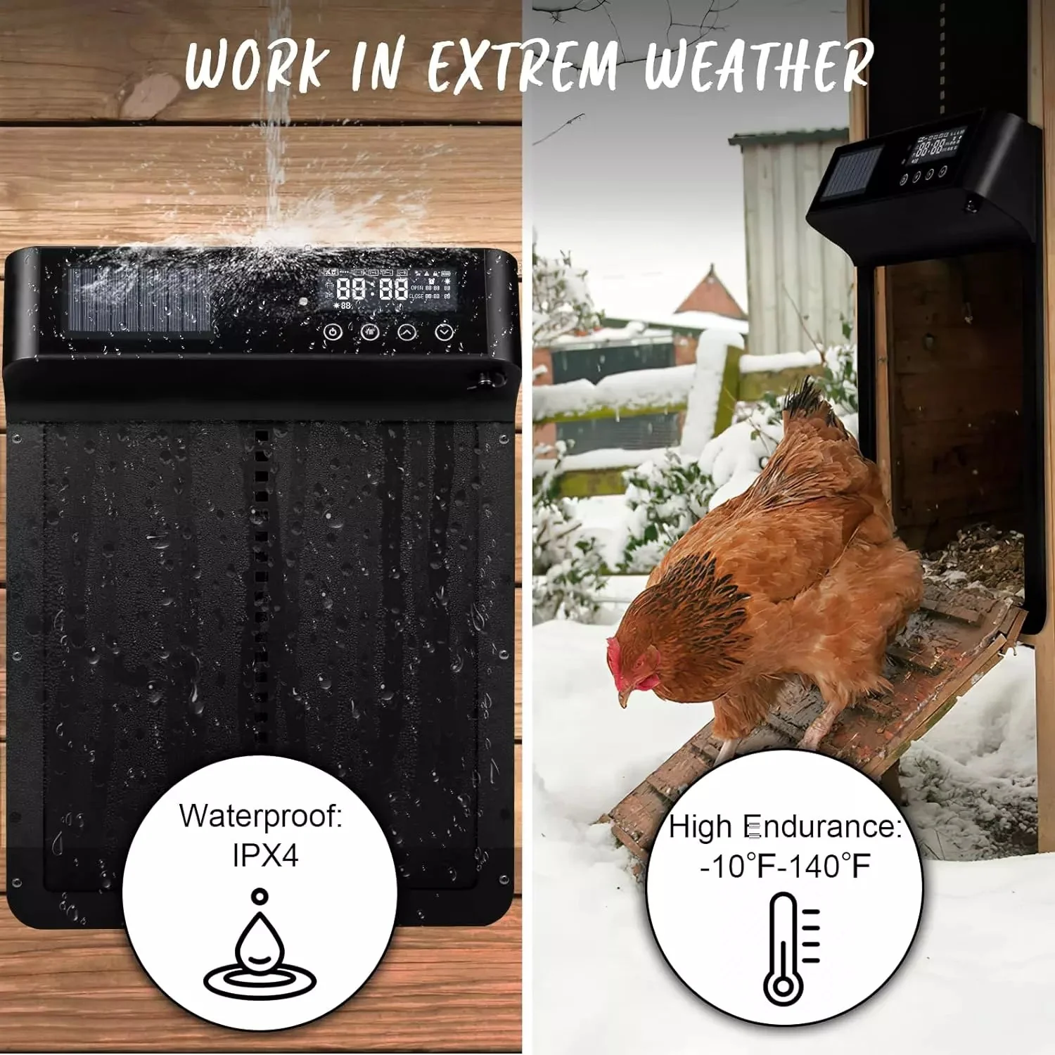 VITESSE Automatic Chicken Coop Door, Solar Powered Chicken Door with Timer & Light Sensor - Image 7