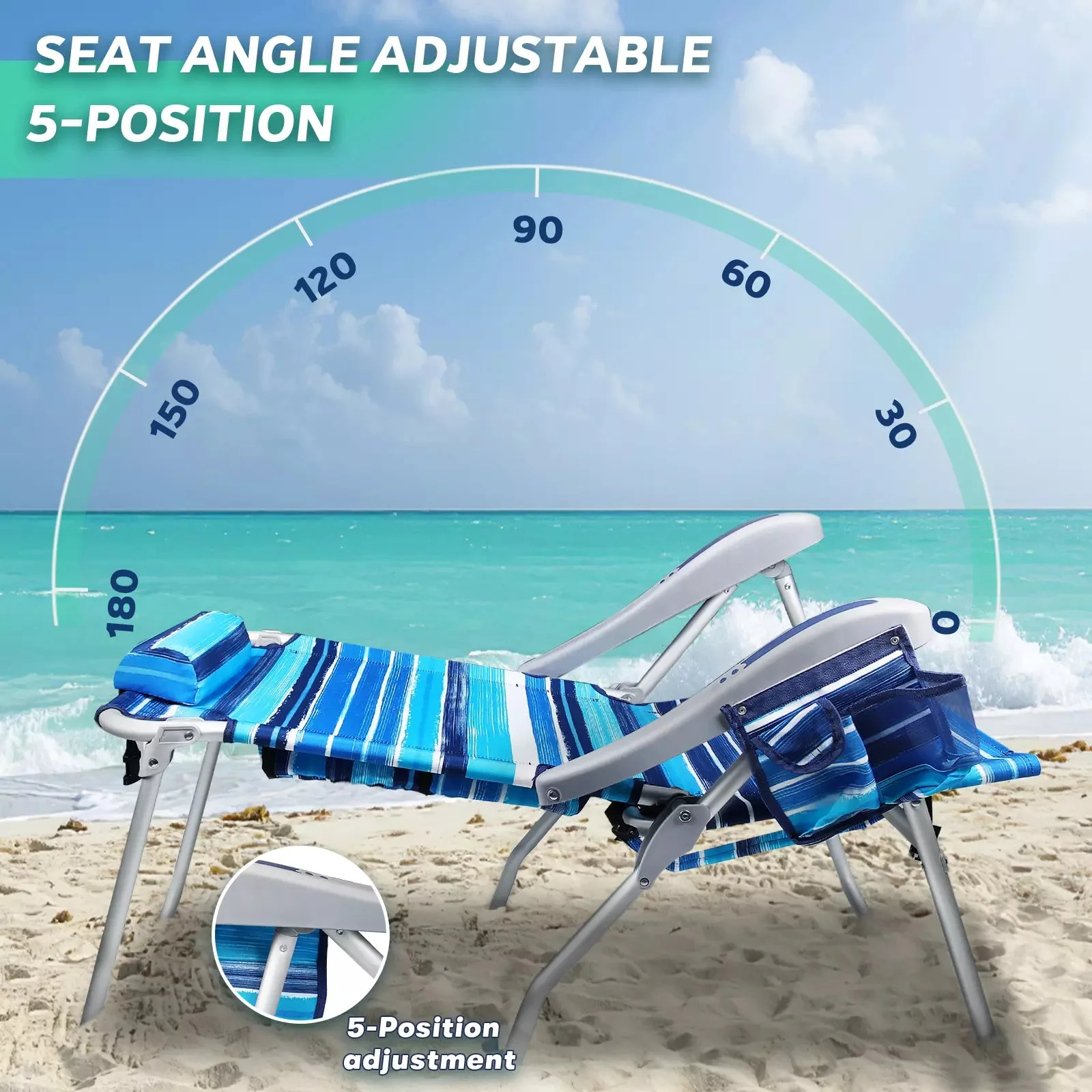 VITESSE Backpack Beach Chairs for Adults,Camping Chairs with Headrest - Image 57
