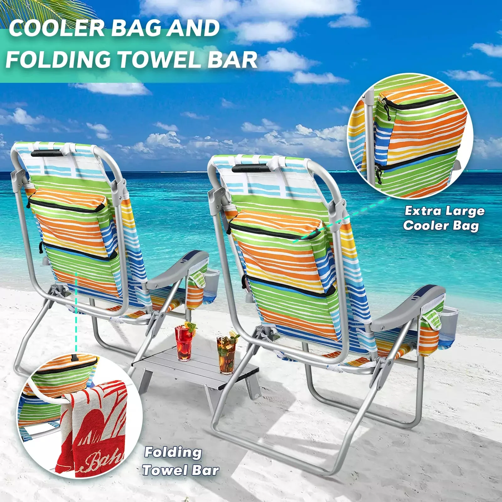 VITESSE Backpack Beach Chairs for Adults,Camping Chairs with Headrest - Image 64