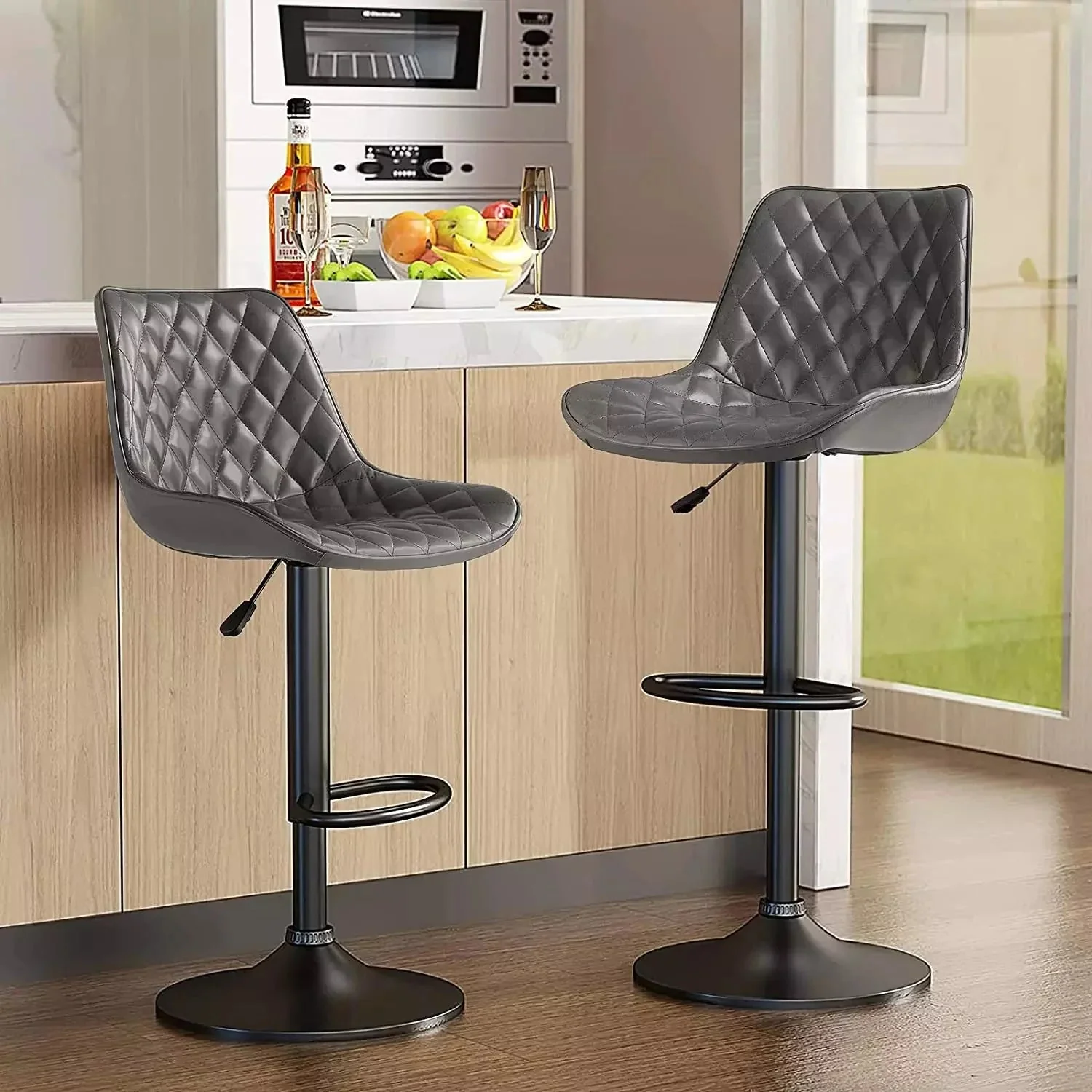 Vitesse Bar Stools Set of 2,Counter Heigh Faux Leather Adjustable Bar Stools - Image 15