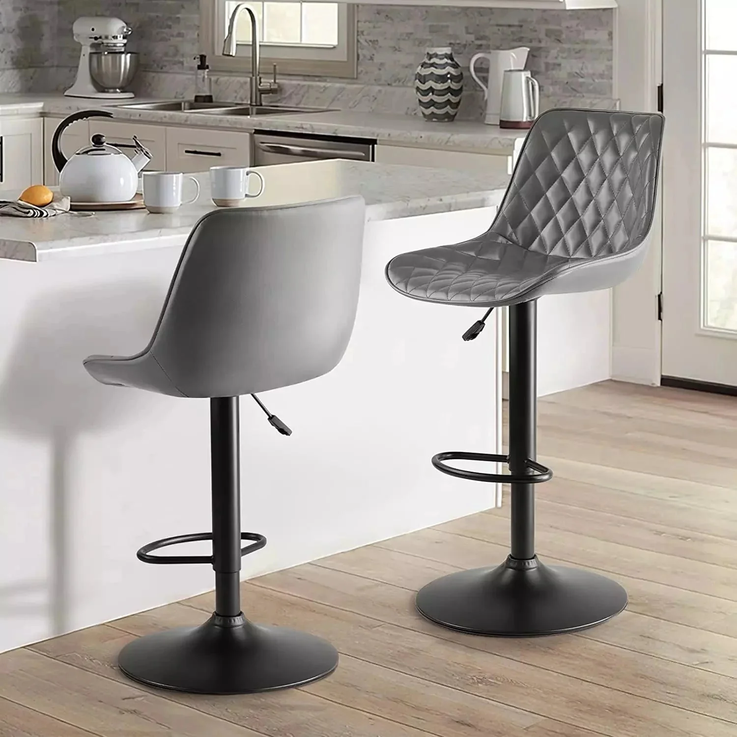 Vitesse Bar Stools Set of 2,Counter Heigh Faux Leather Adjustable Bar Stools - Image 16