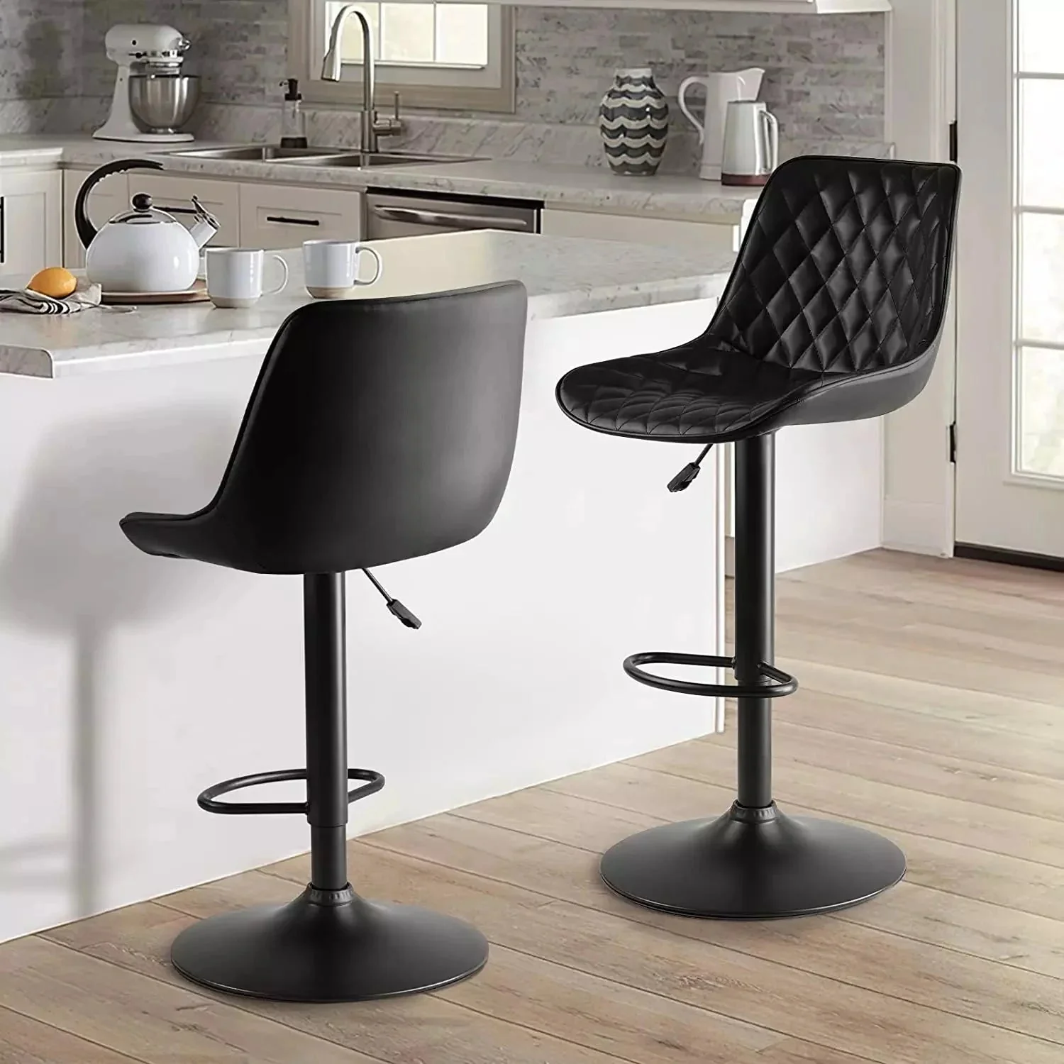 Vitesse Bar Stools Set of 2,Counter Heigh Faux Leather Adjustable Bar Stools - Image 2