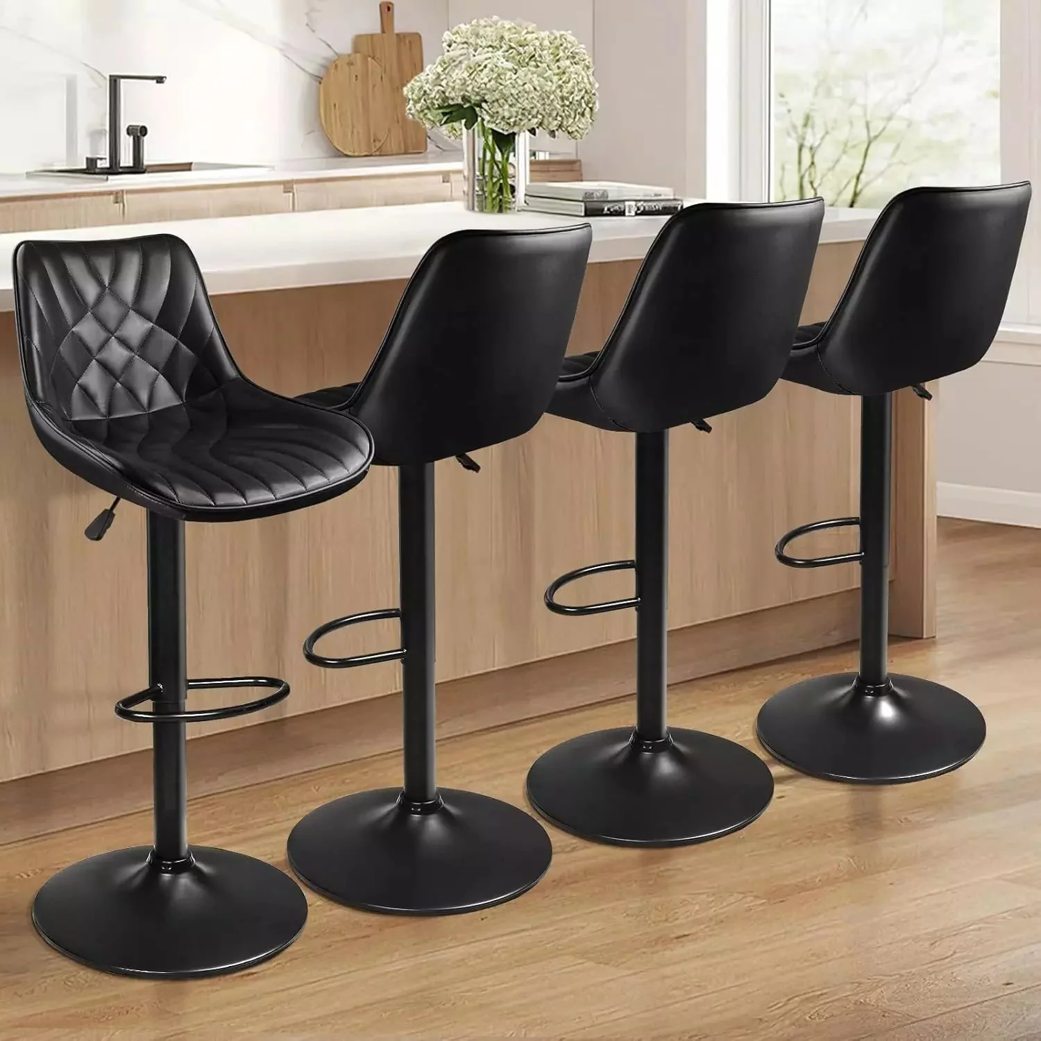 Vitesse Bar Stools Set of 2,Counter Heigh Faux Leather Adjustable Bar Stools - Image 22