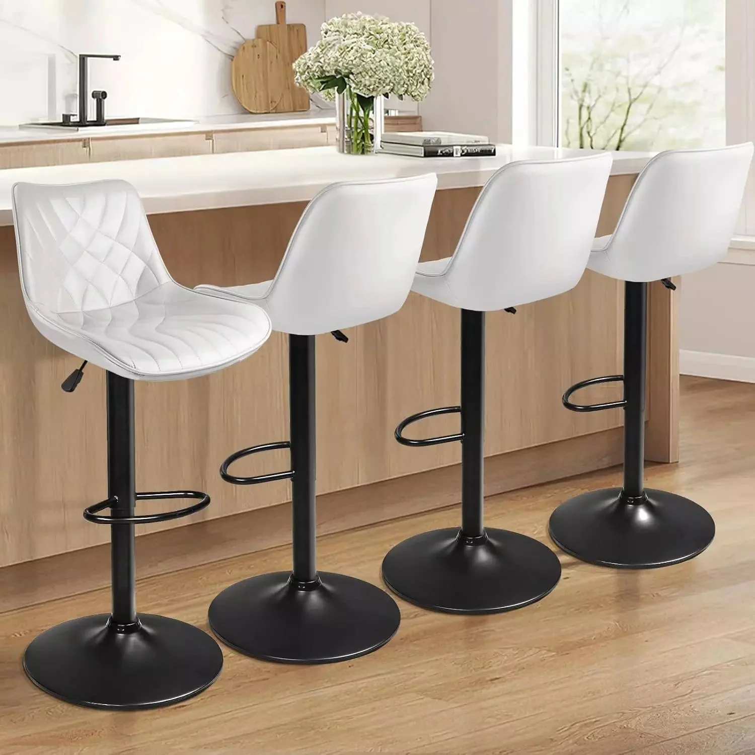 Vitesse Bar Stools Set of 2,Counter Heigh Faux Leather Adjustable Bar Stools - Image 23