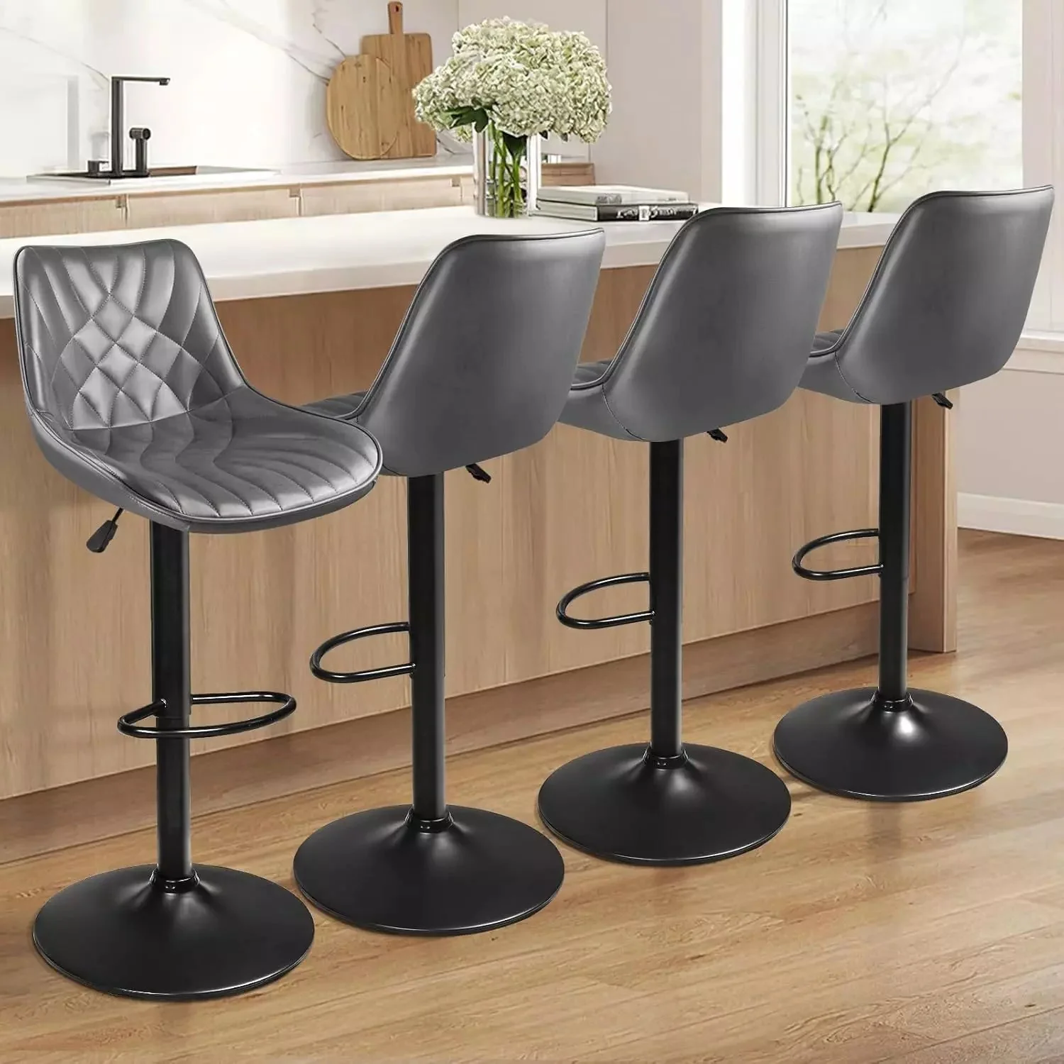 Vitesse Bar Stools Set of 2,Counter Heigh Faux Leather Adjustable Bar Stools - Image 24