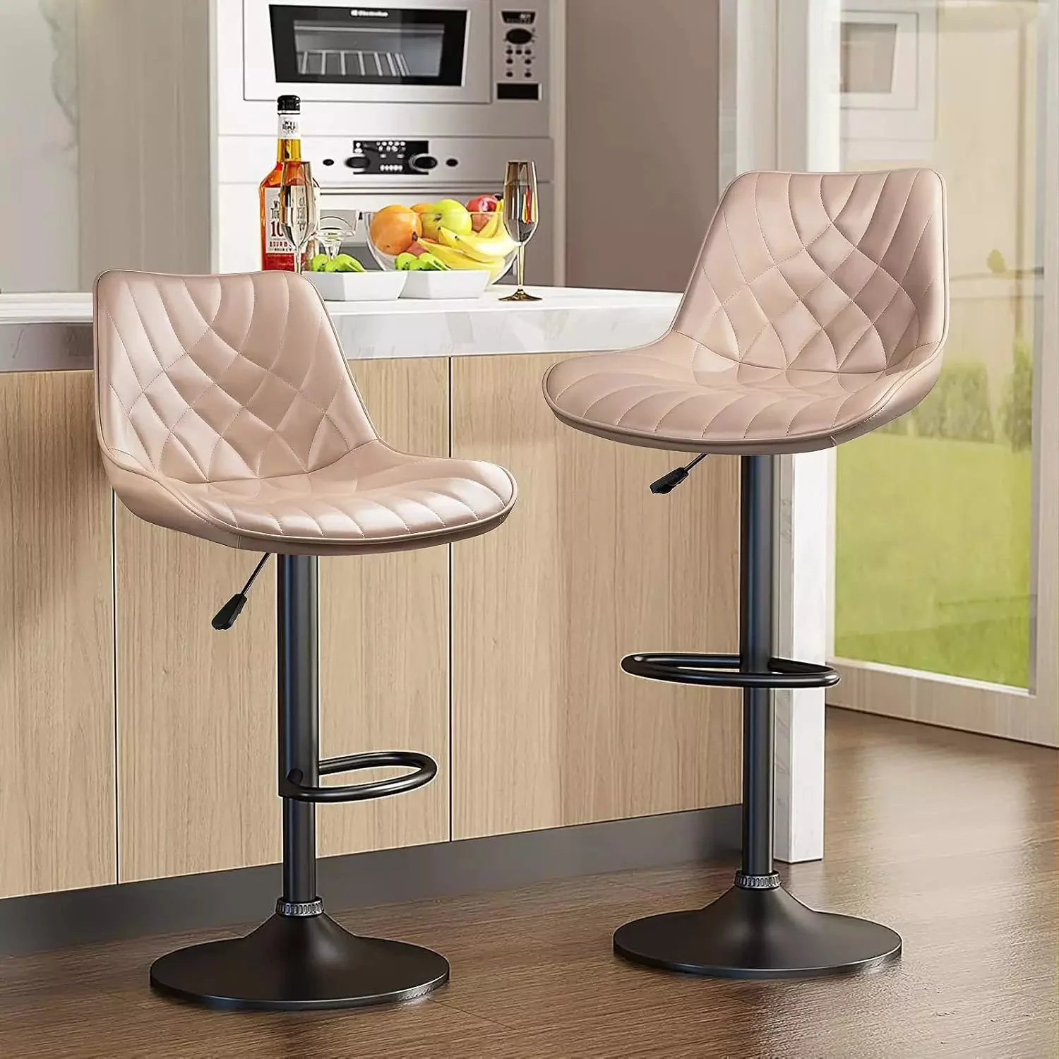 Vitesse Bar Stools Set of 2,Counter Heigh Faux Leather Adjustable Bar Stools - Image 25