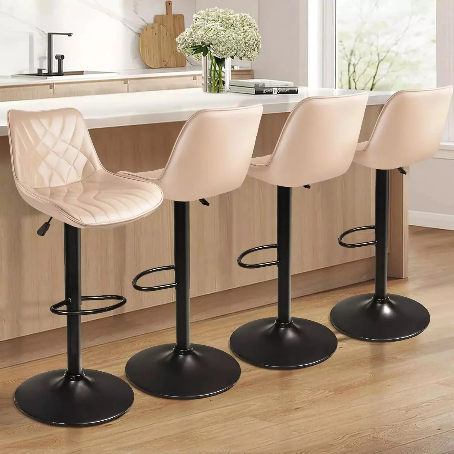 Vitesse Bar Stools Set of 2,Counter Heigh Faux Leather Adjustable Bar Stools - Image 26