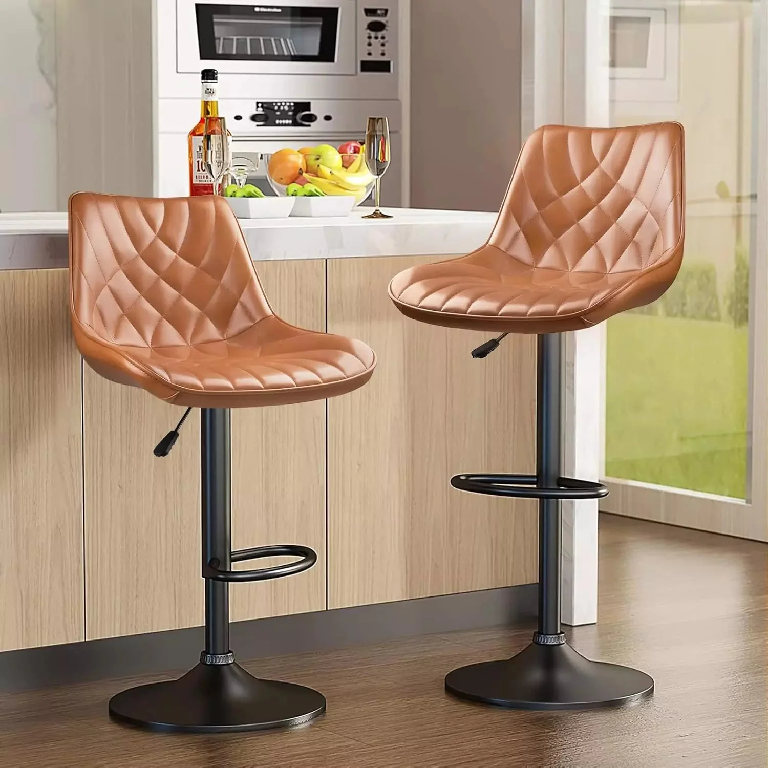 Vitesse Bar Stools Set of 2,Counter Heigh Faux Leather Adjustable Bar Stools - Image 27