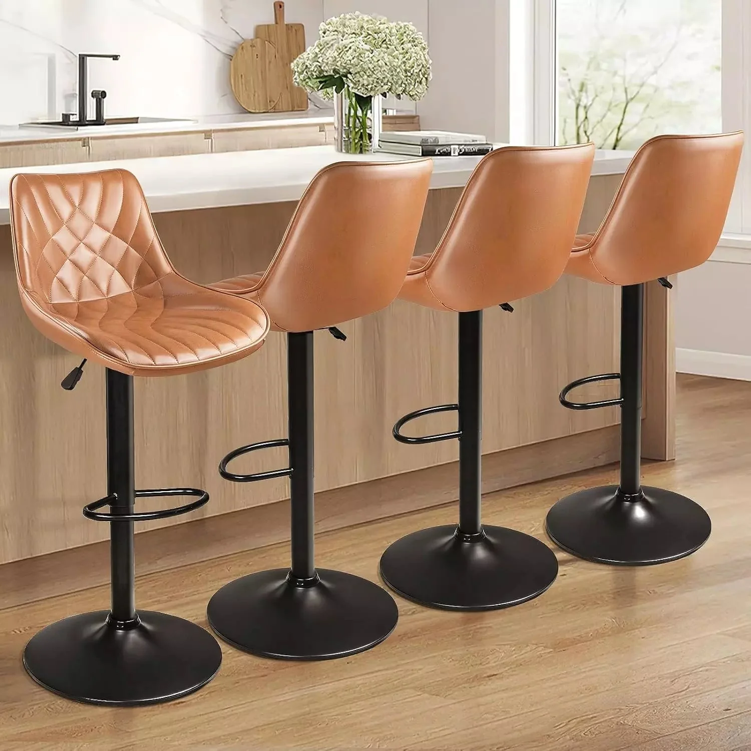 Vitesse Bar Stools Set of 2,Counter Heigh Faux Leather Adjustable Bar Stools - Image 28