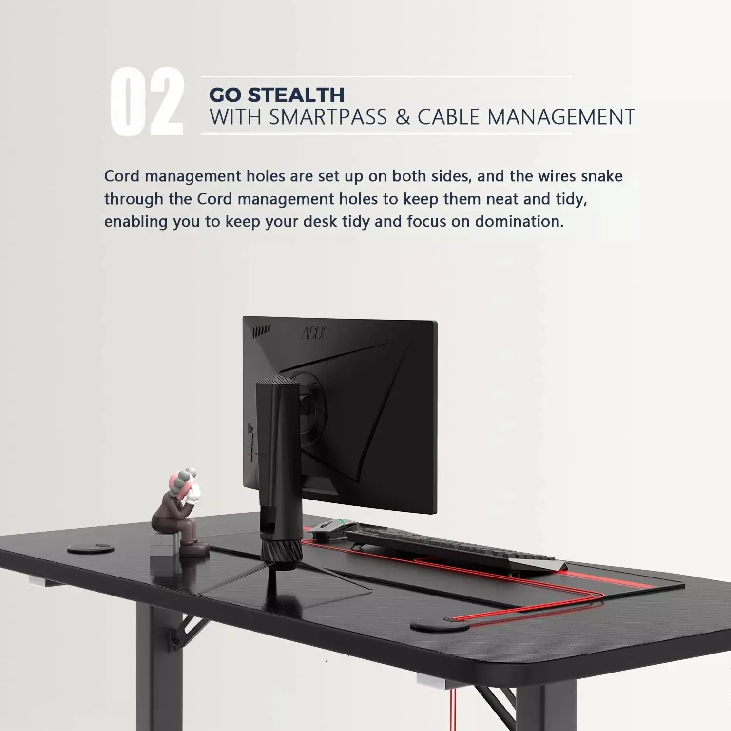 Vitesse 40 inch T-Shaped Small Gaming Desk, Black gaming desk with Free Mat TD06 - Image 5