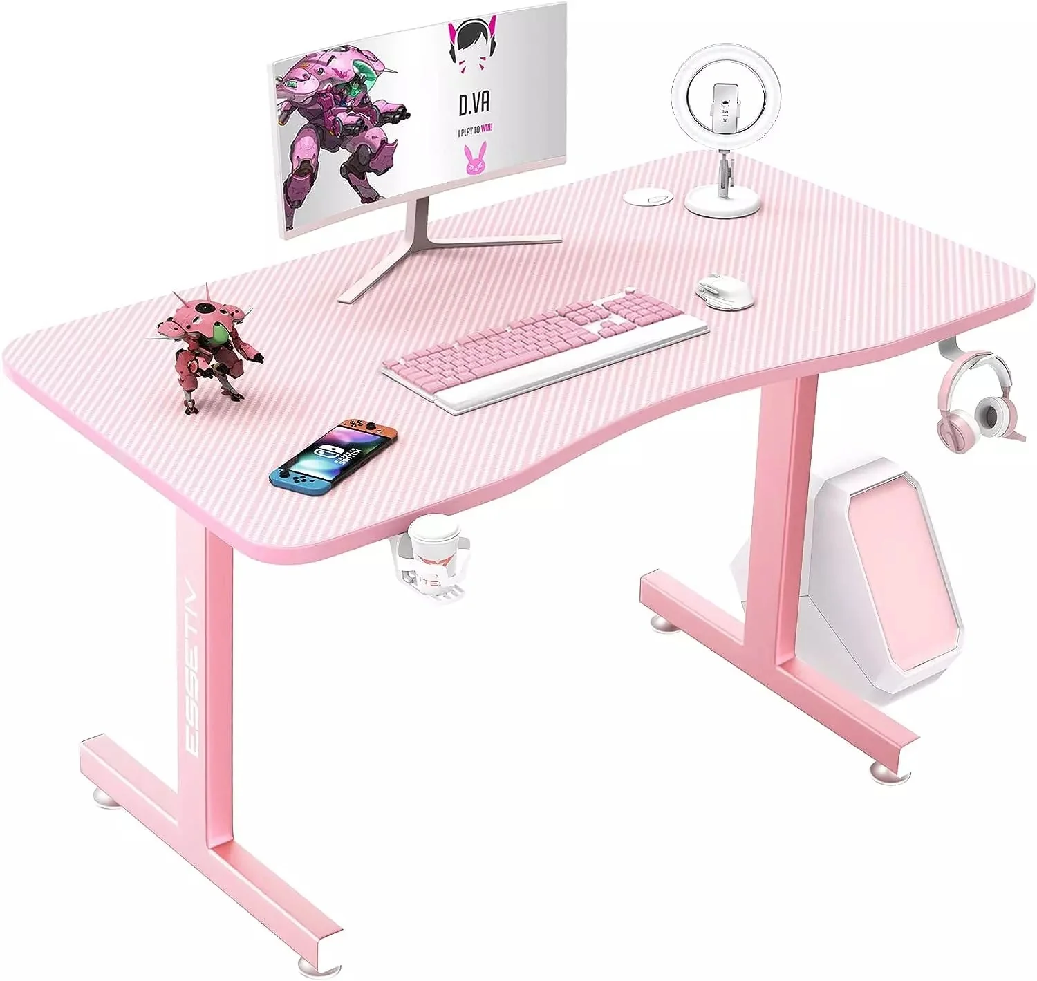 Vitesse 40 inch T-Shaped Small Gaming Desk, Black gaming desk with Free Mat TD06 - Image 8