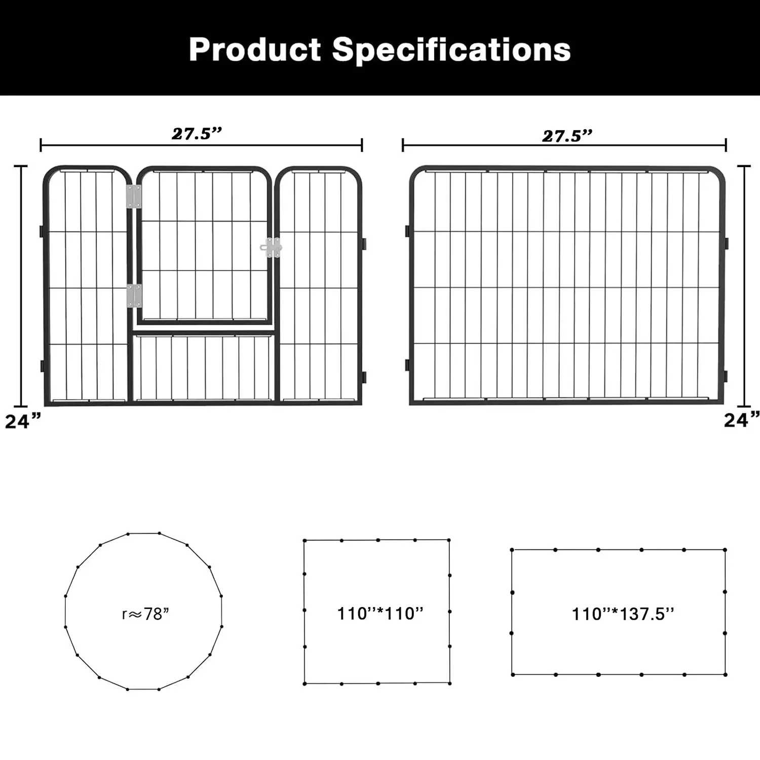 Vitesse Heavy Duty Metal Dog Playpen for Outdoor PLB01 - Image 16