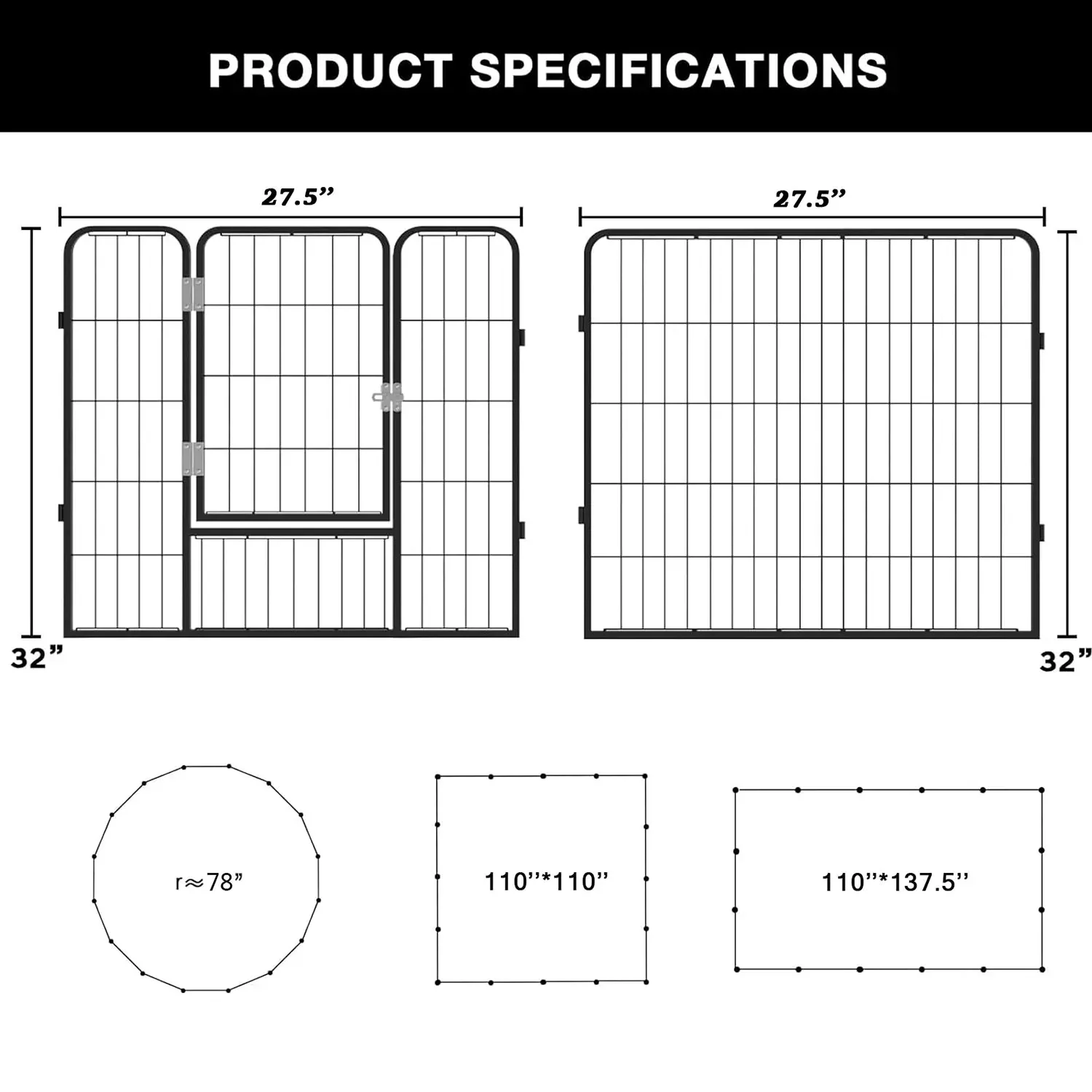Vitesse Heavy Duty Metal Dog Playpen for Outdoor PLB01 - Image 17