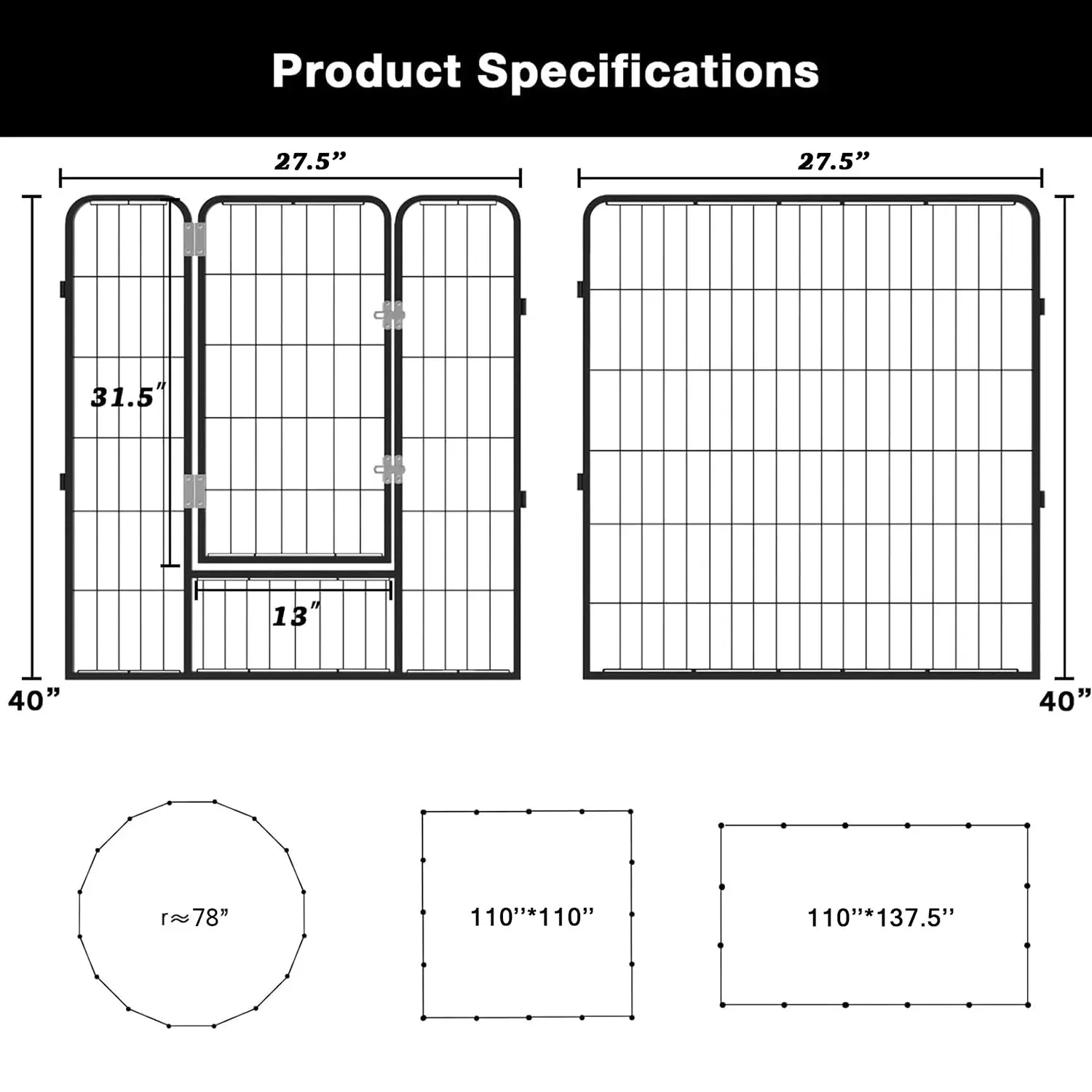 Vitesse Heavy Duty Metal Dog Playpen for Outdoor PLB01 - Image 18