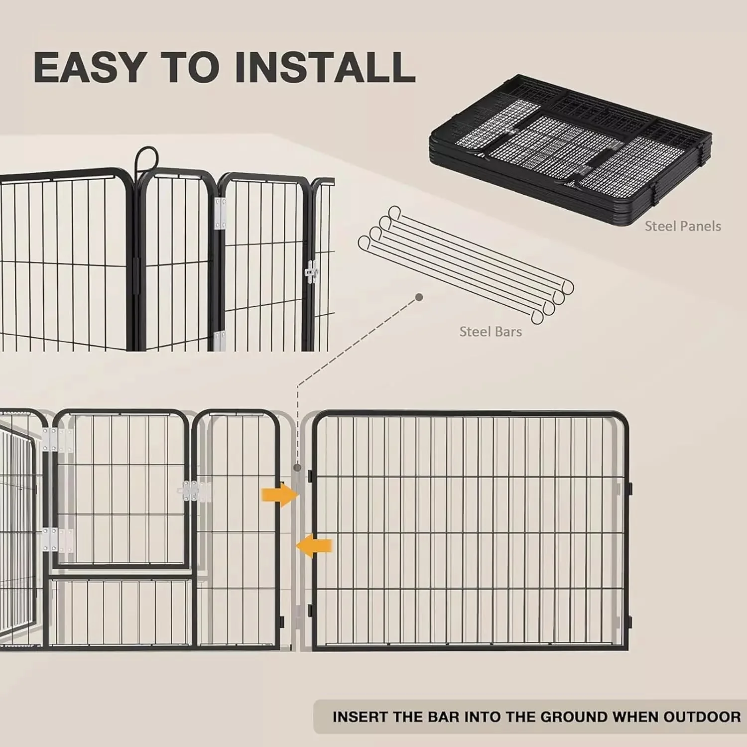 Vitesse Heavy Duty Metal Dog Playpen for Outdoor PLB01 - Image 4