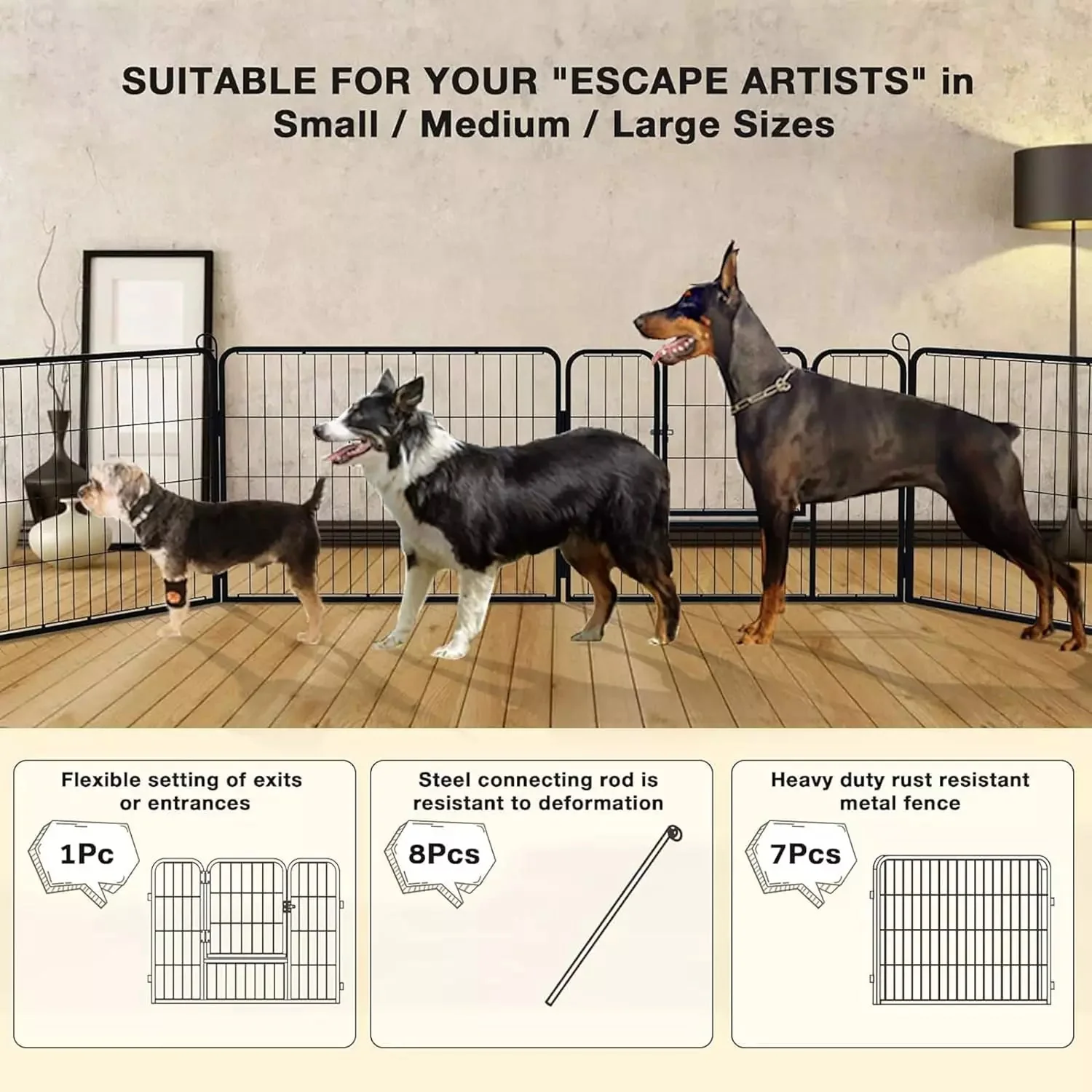 Vitesse Heavy Duty Metal Dog Playpen for Outdoor PLB01 - Image 5