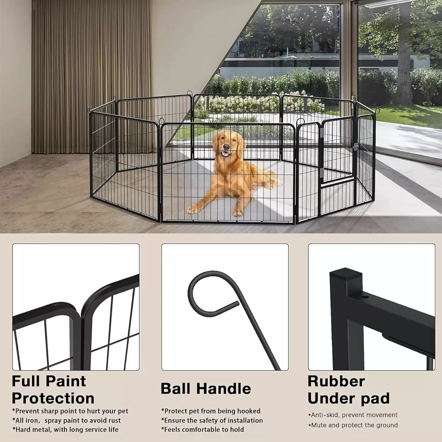 Vitesse Heavy Duty Metal Dog Playpen for Outdoor PLB01 - Image 6