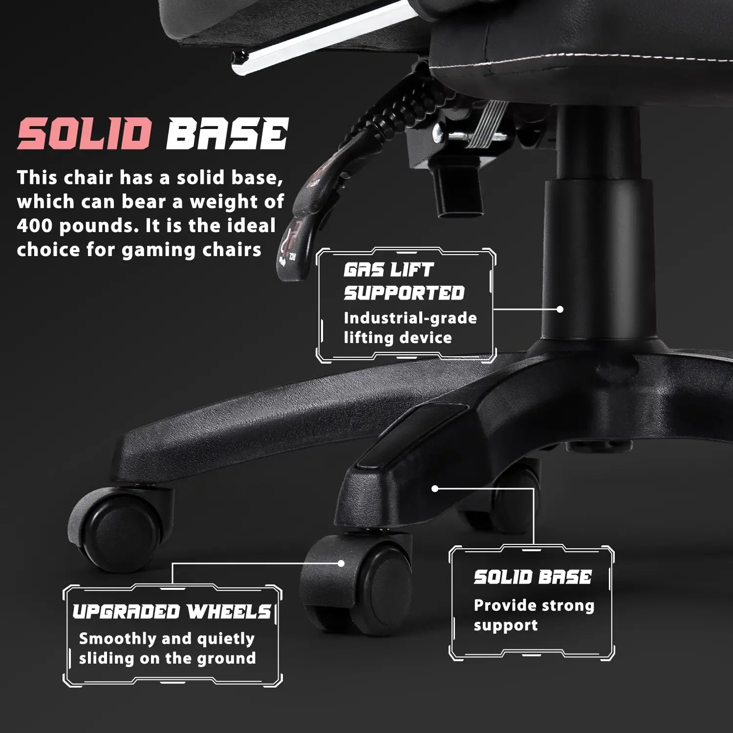 VITESSE Ergonomic Gaming Chair for Adults, 400 lbs PC Computer Chair, Racing Office Chair, Silla Gamer Height Adjustable Swivel Chair with Lumbar Vibration Support and Headrest - Image 27