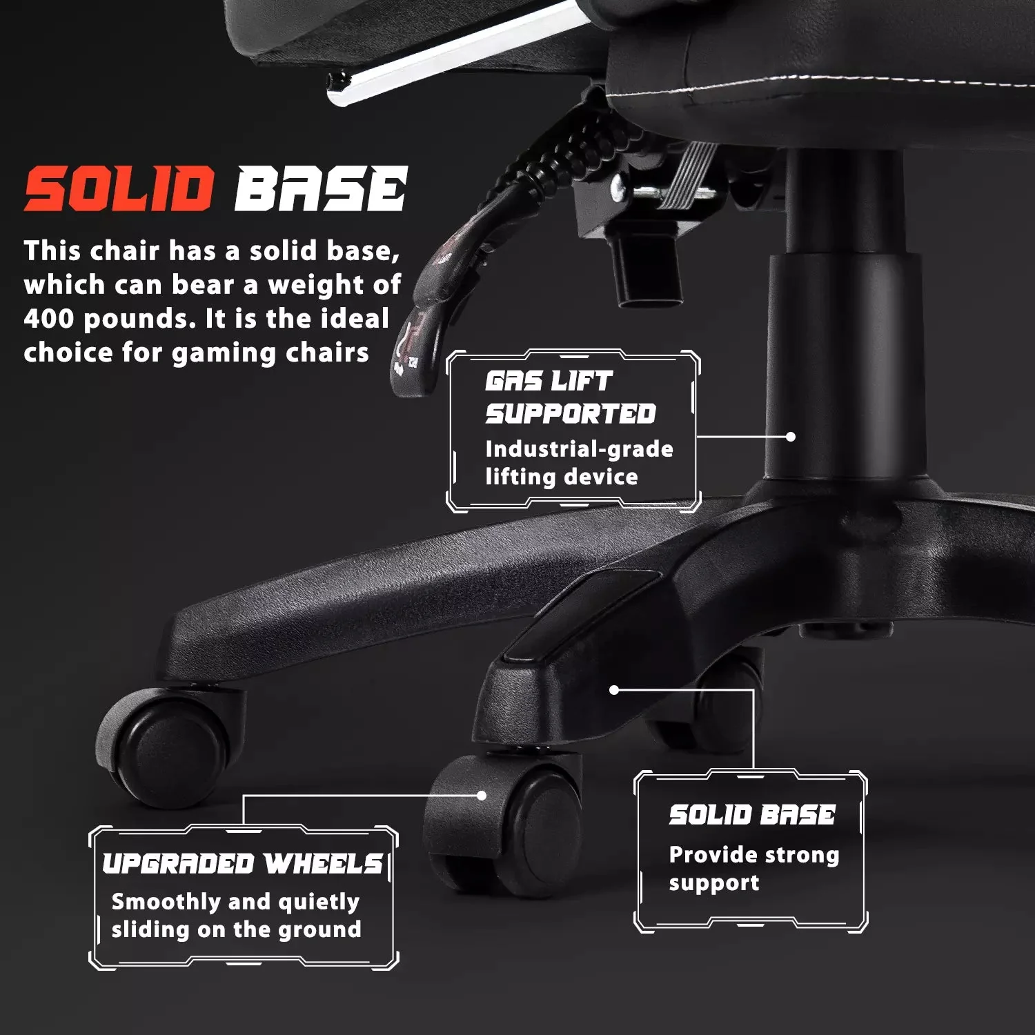 VITESSE Ergonomic Gaming Chair for Adults, 400 lbs PC Computer Chair, Racing Office Chair, Silla Gamer Height Adjustable Swivel Chair with Lumbar Vibration Support and Headrest - Image 6