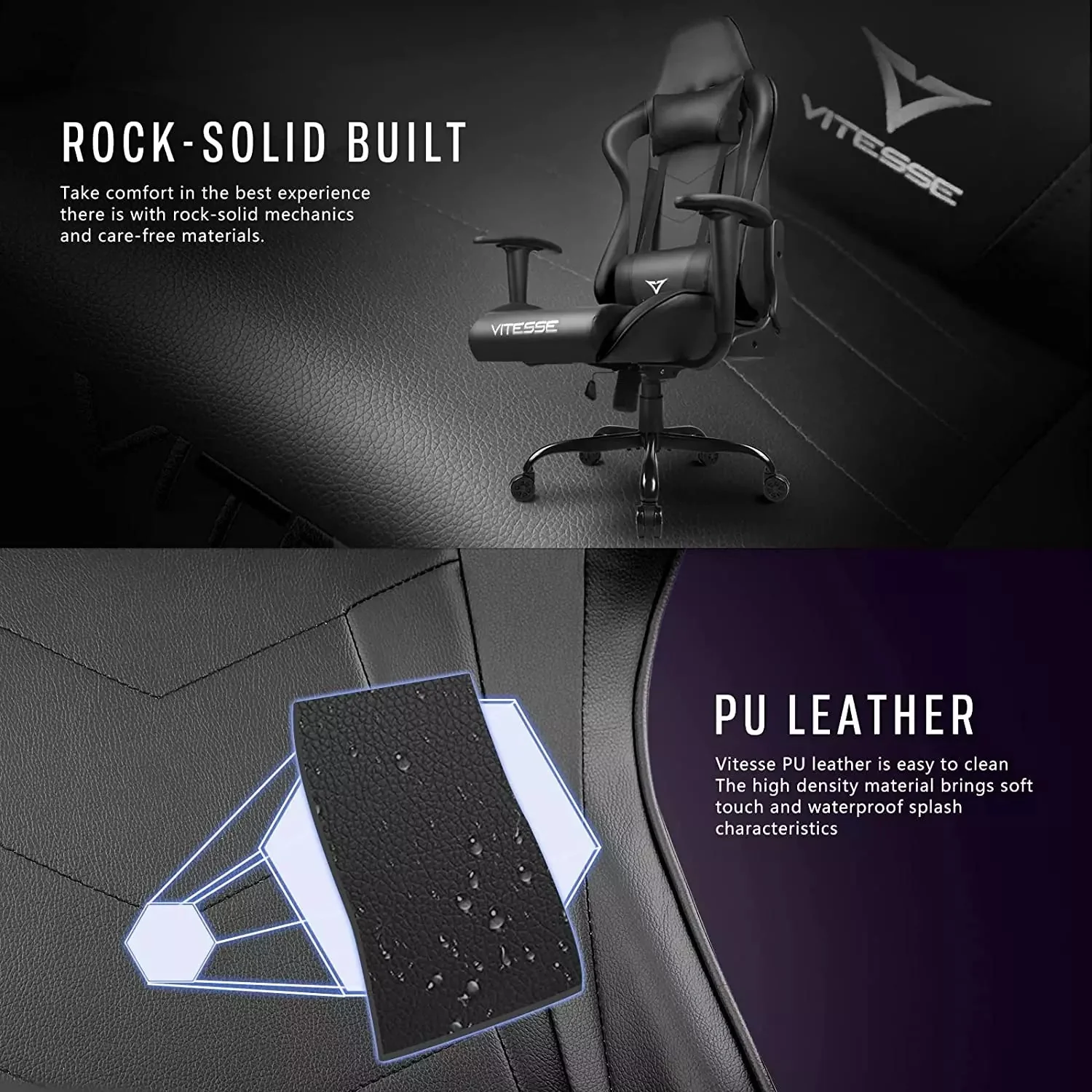 VITESSE Ergonomic Leather Gaming Chair, Reclining PC Gaming Chair VGC01 - Image 13