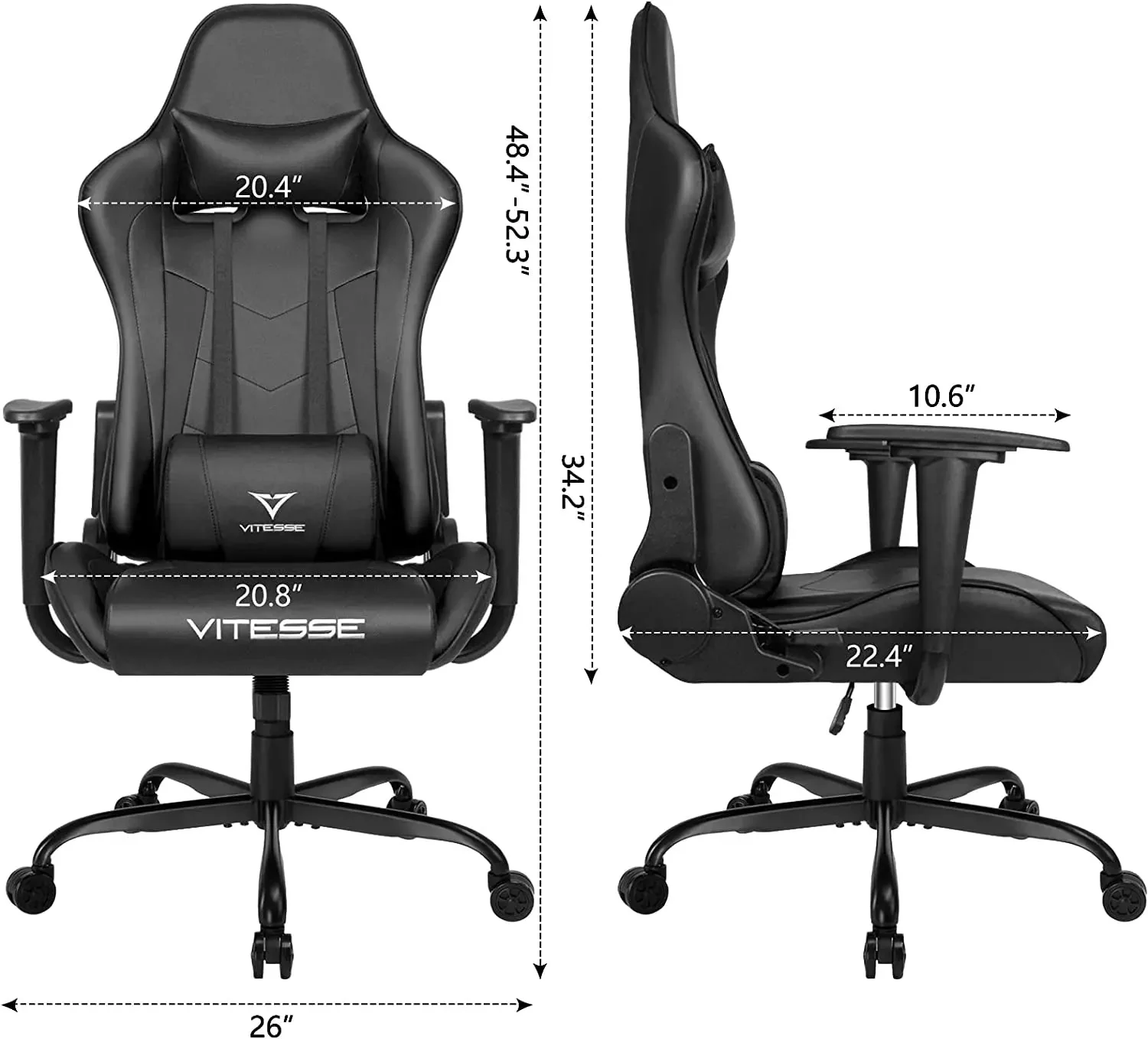 VITESSE Ergonomic Leather Gaming Chair, Reclining PC Gaming Chair VGC01 - Image 17