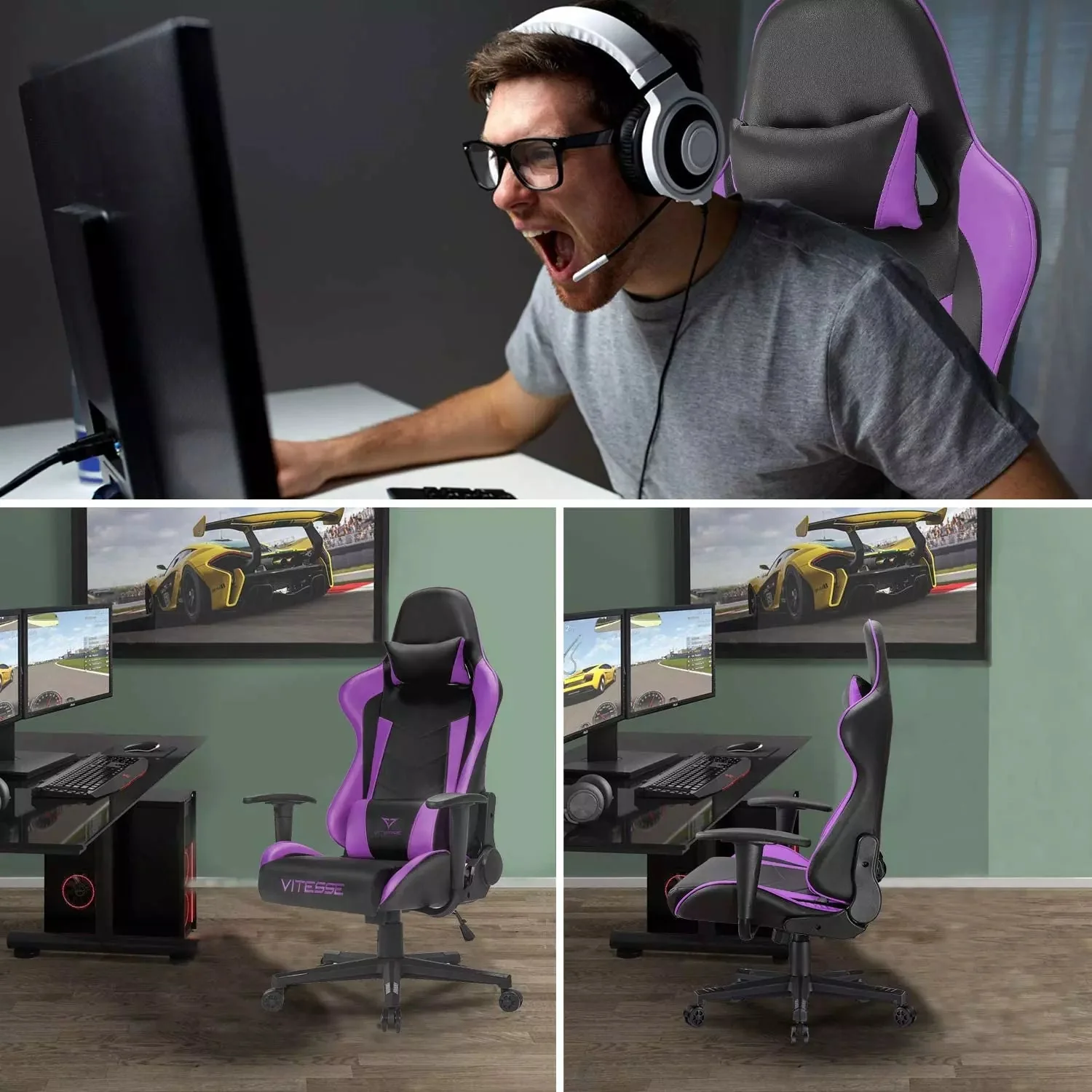 VITESSE Ergonomic Leather Gaming Chair, Reclining PC Gaming Chair VGC01 - Image 31