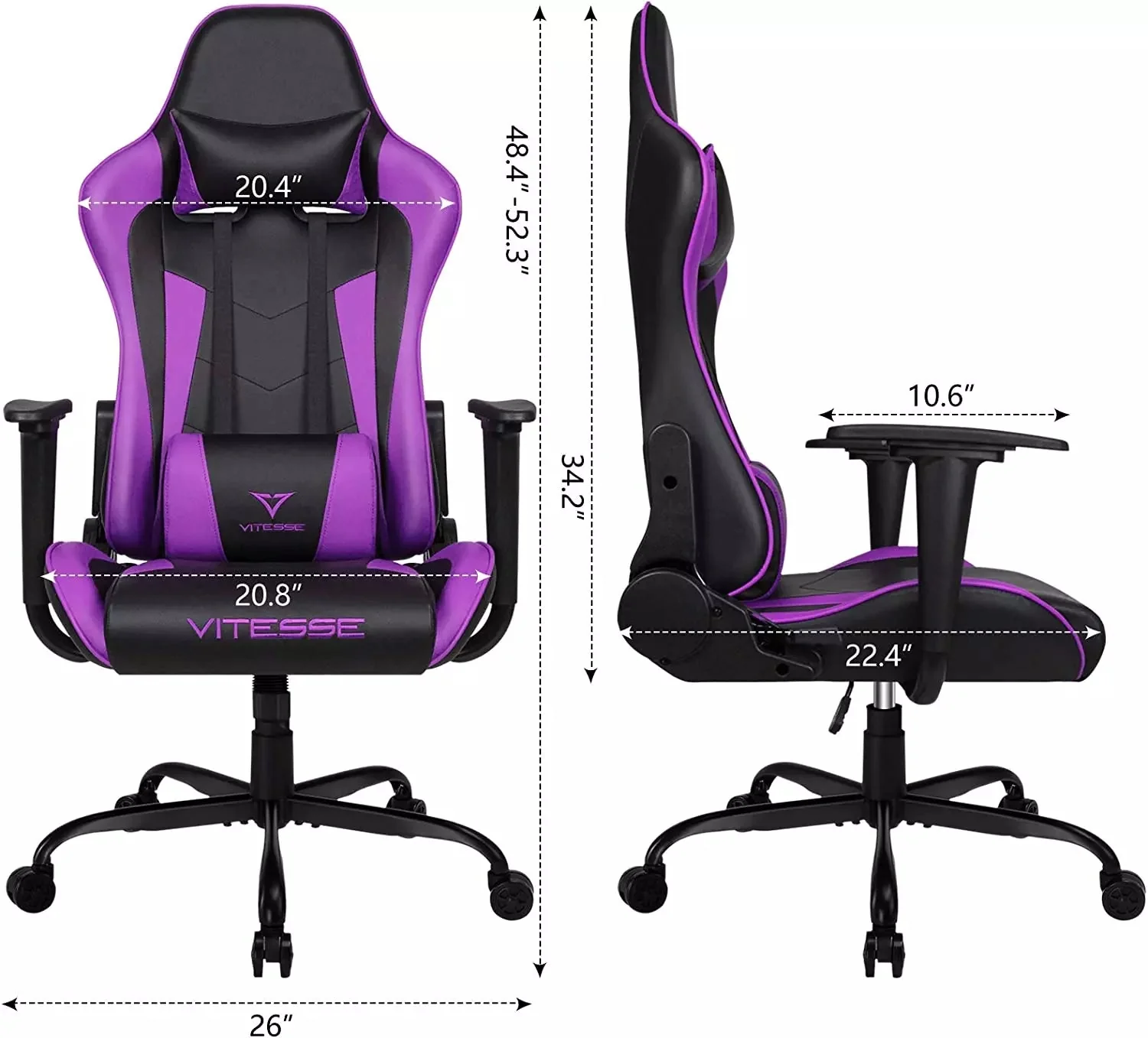 VITESSE Ergonomic Leather Gaming Chair, Reclining PC Gaming Chair VGC01 - Image 33