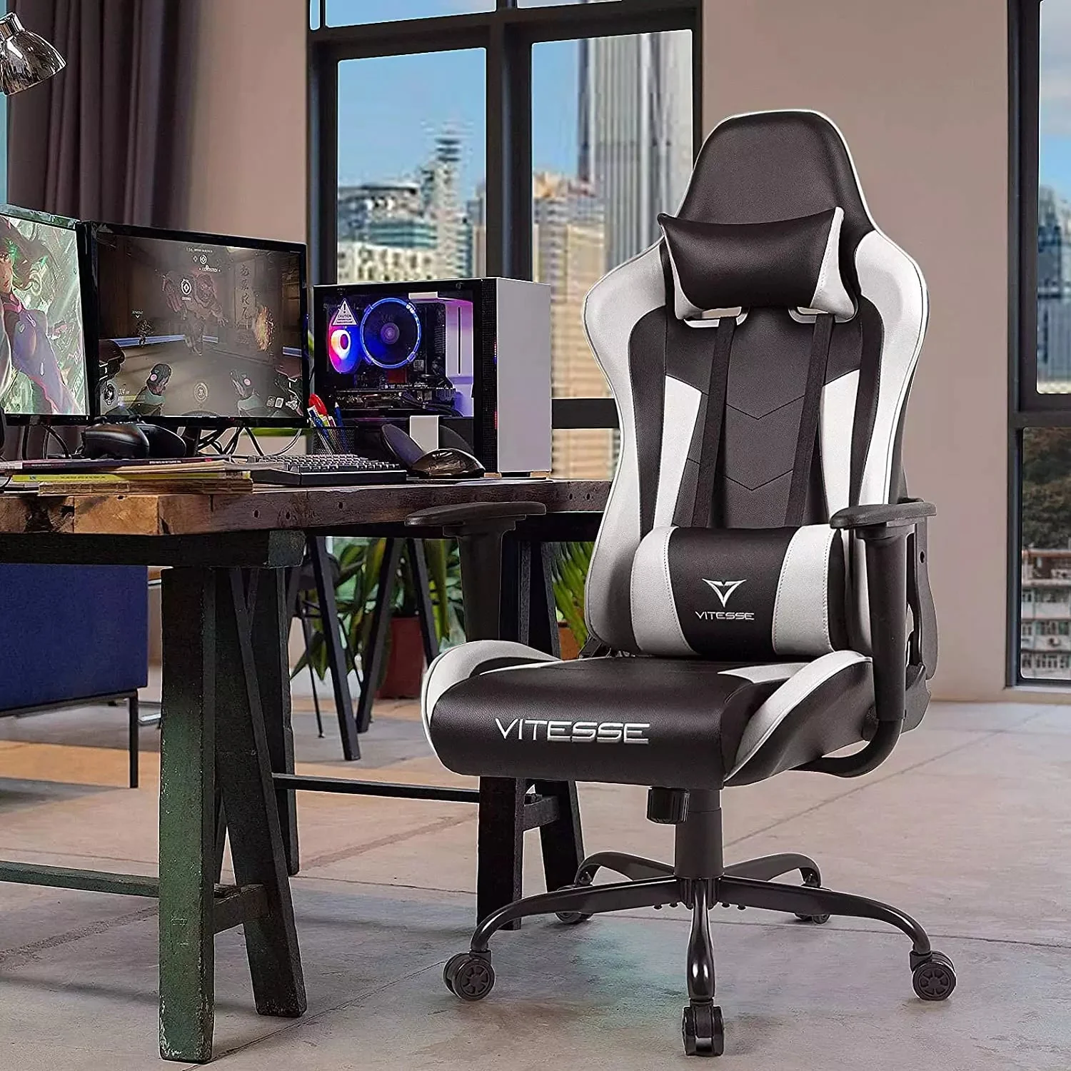 VITESSE Ergonomic Leather Gaming Chair, Reclining PC Gaming Chair VGC01 - Image 35