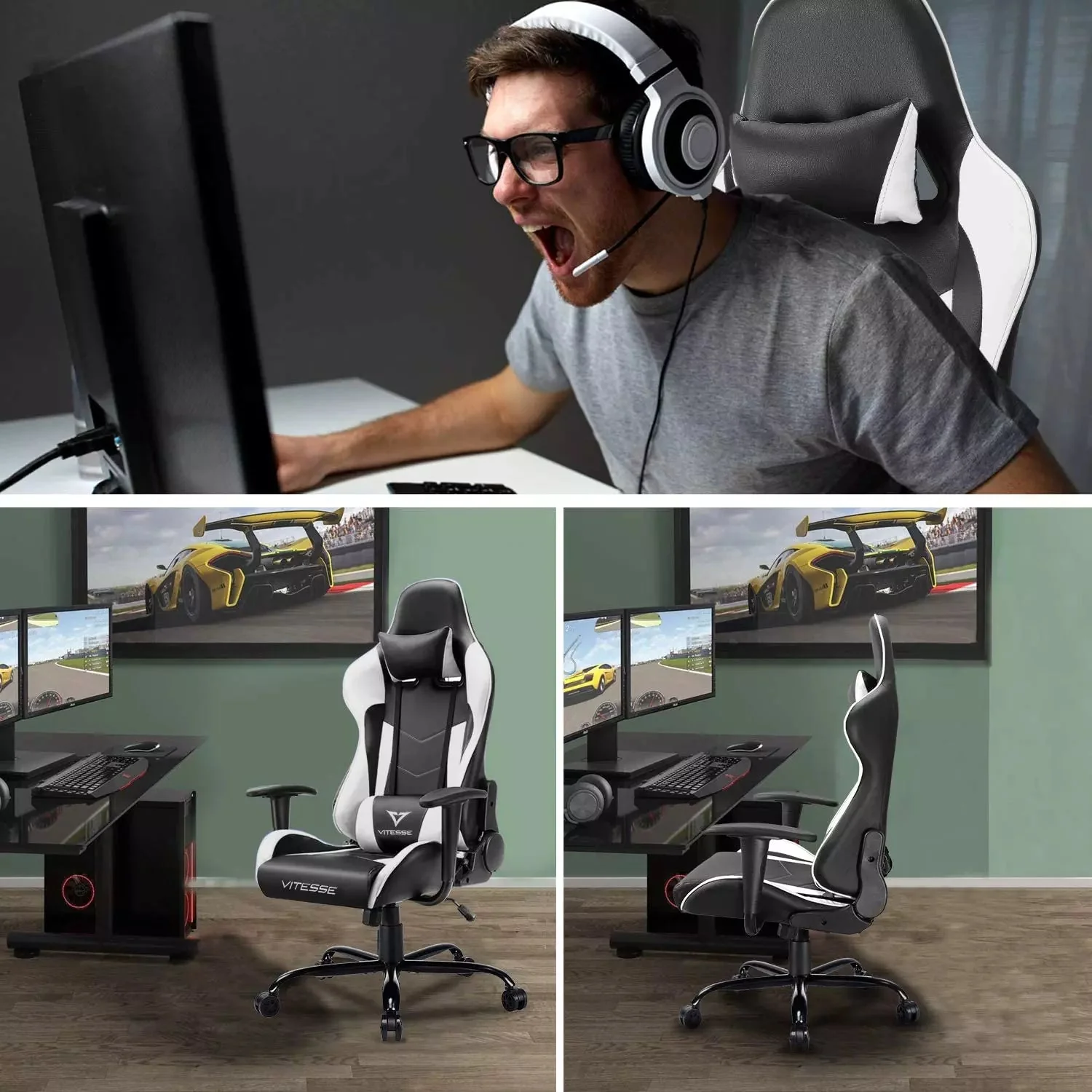 VITESSE Ergonomic Leather Gaming Chair, Reclining PC Gaming Chair VGC01 - Image 40