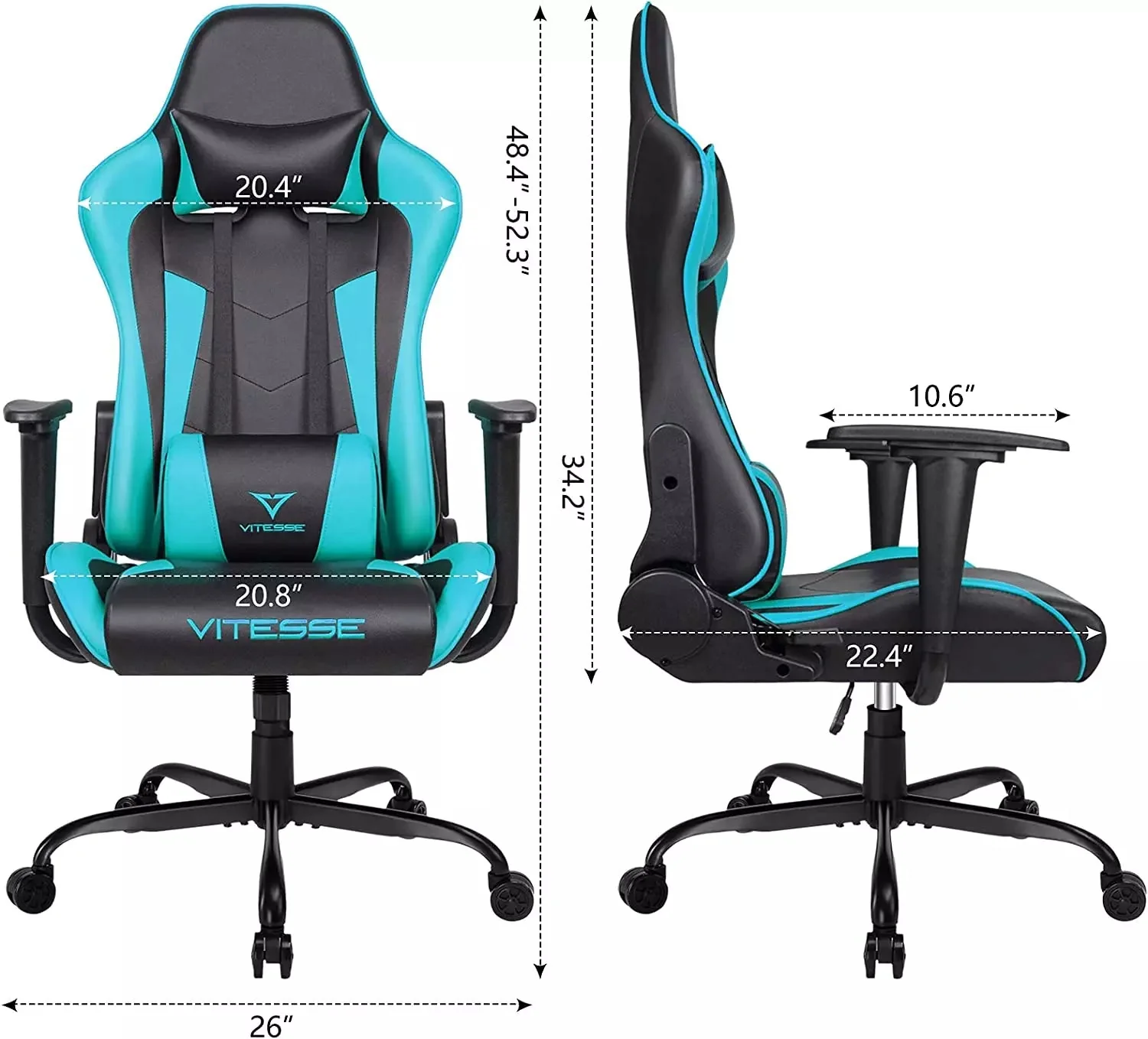 VITESSE Ergonomic Leather Gaming Chair, Reclining PC Gaming Chair VGC01 - Image 52