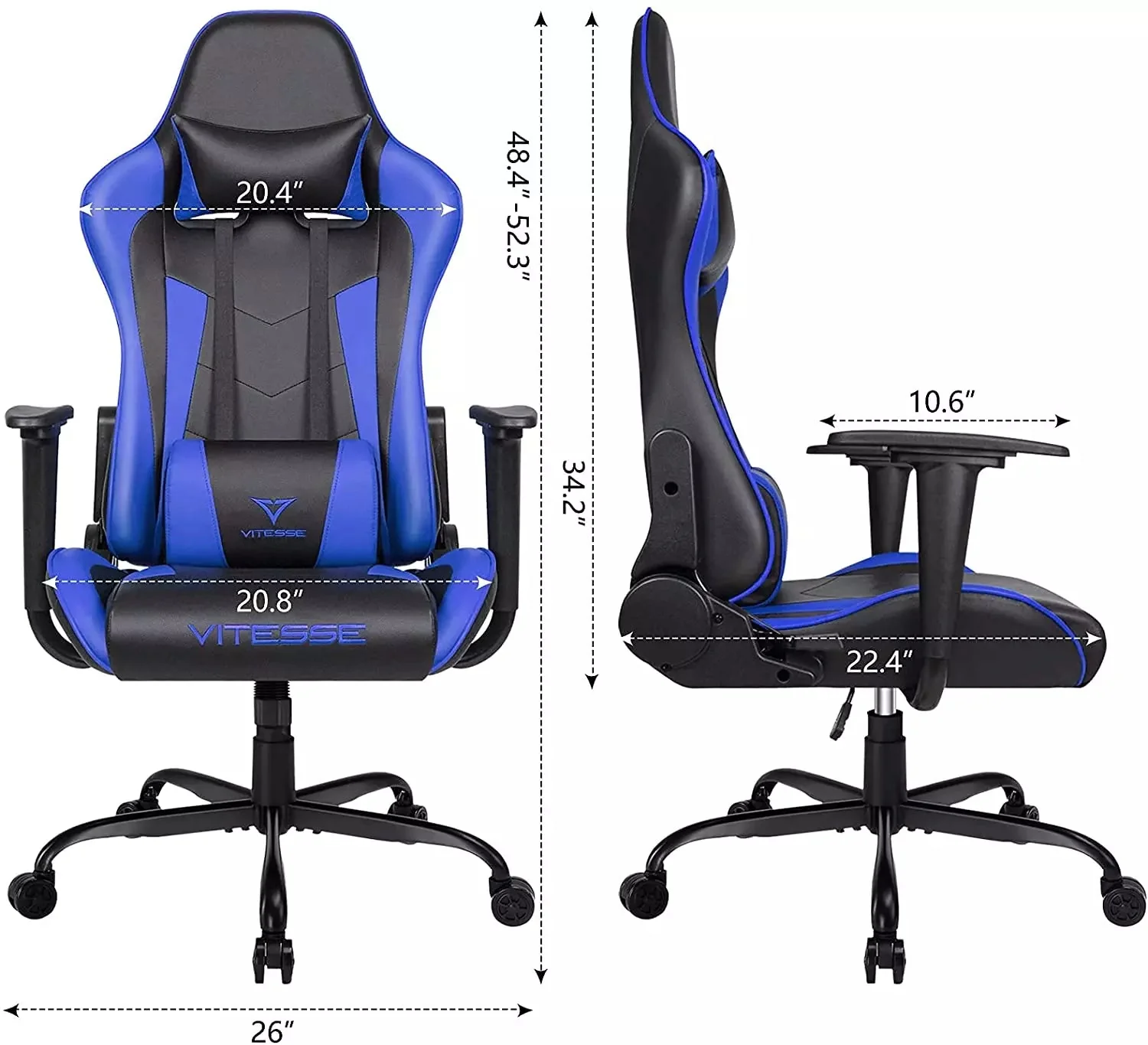 VITESSE Ergonomic Leather Gaming Chair, Reclining PC Gaming Chair VGC01 - Image 59