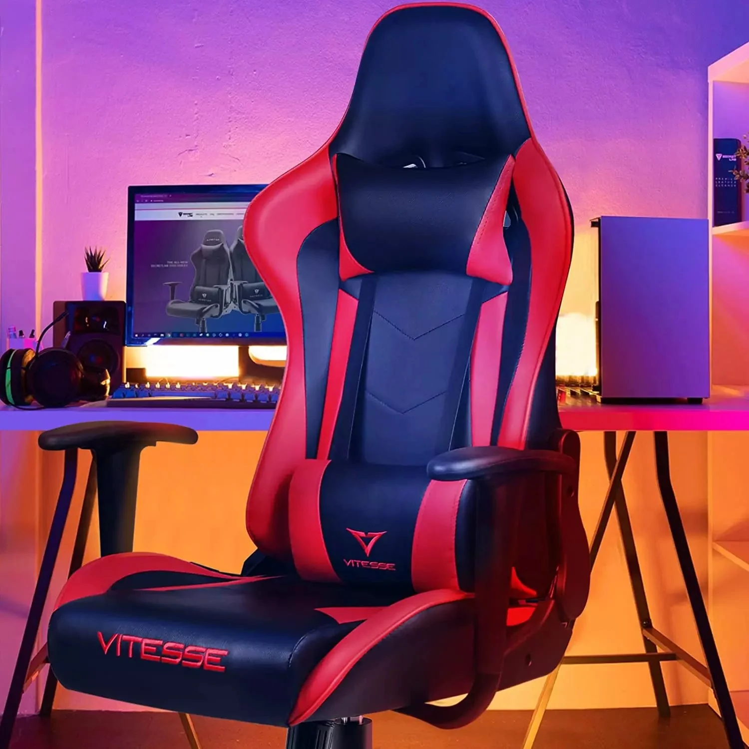 VITESSE Ergonomic Leather Gaming Chair, Reclining PC Gaming Chair VGC01 - Image 8