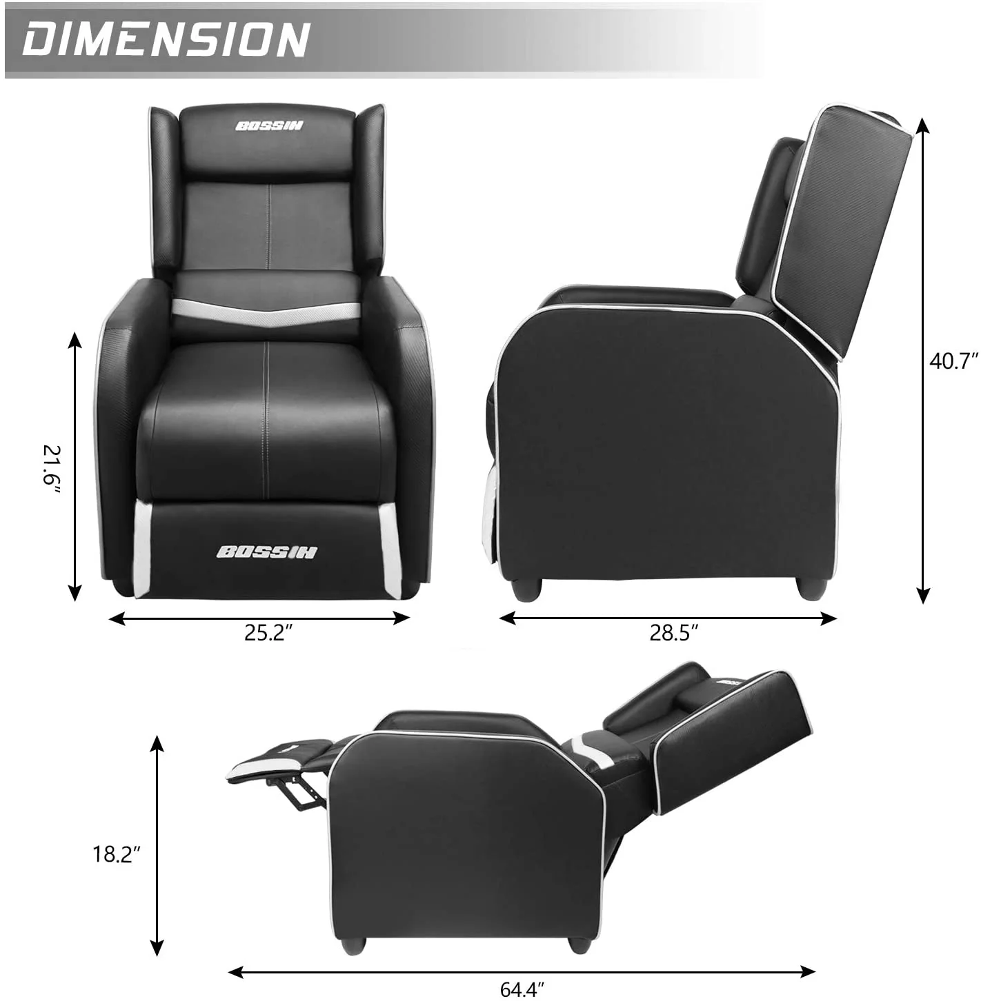 Vitesse Ergonomic Gaming Recliner Chair,PU Leather Recliner Seating Sofa BGR01 - Image 14