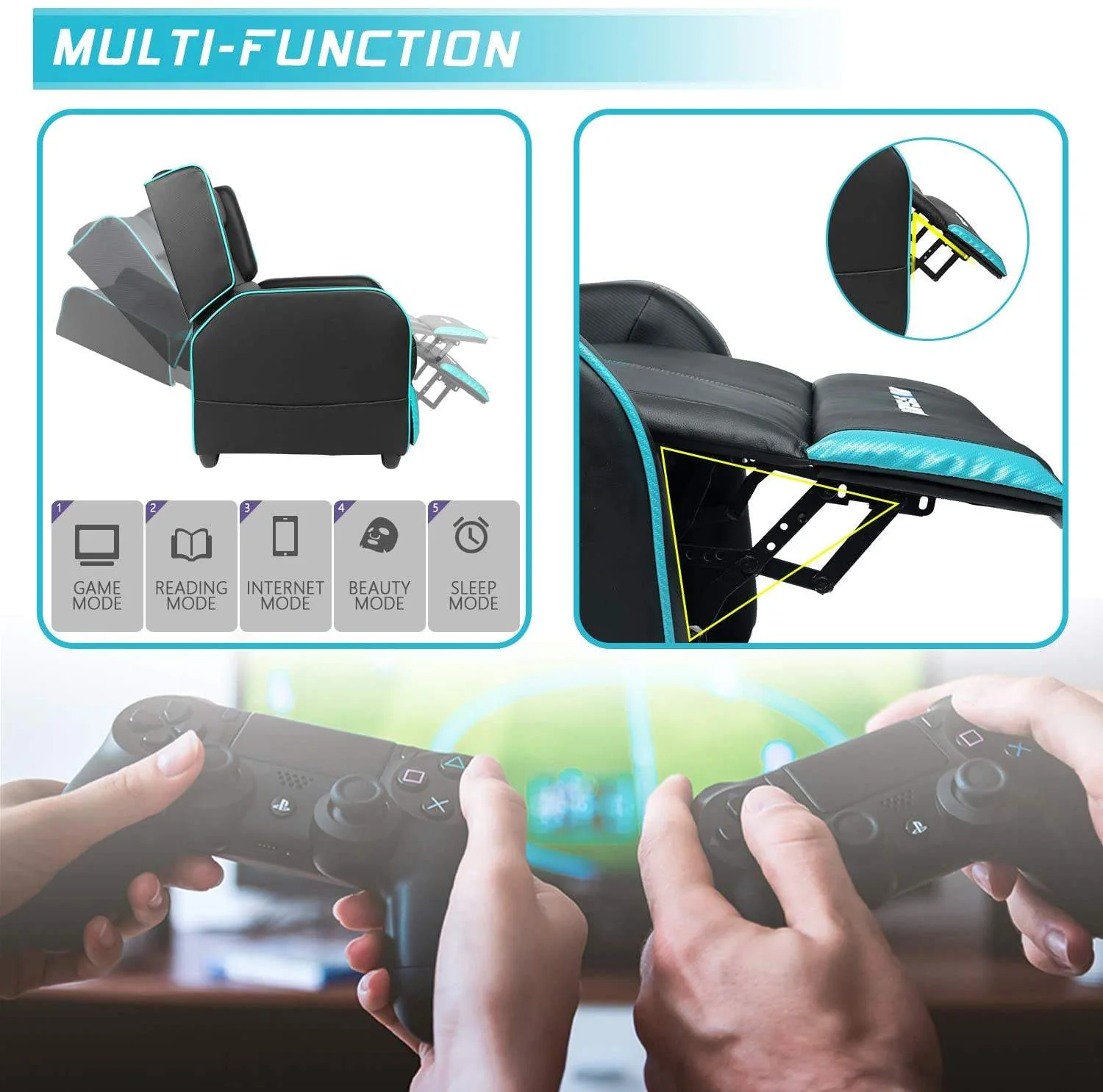 Vitesse Ergonomic Gaming Recliner Chair,PU Leather Recliner Seating Sofa BGR01 - Image 34