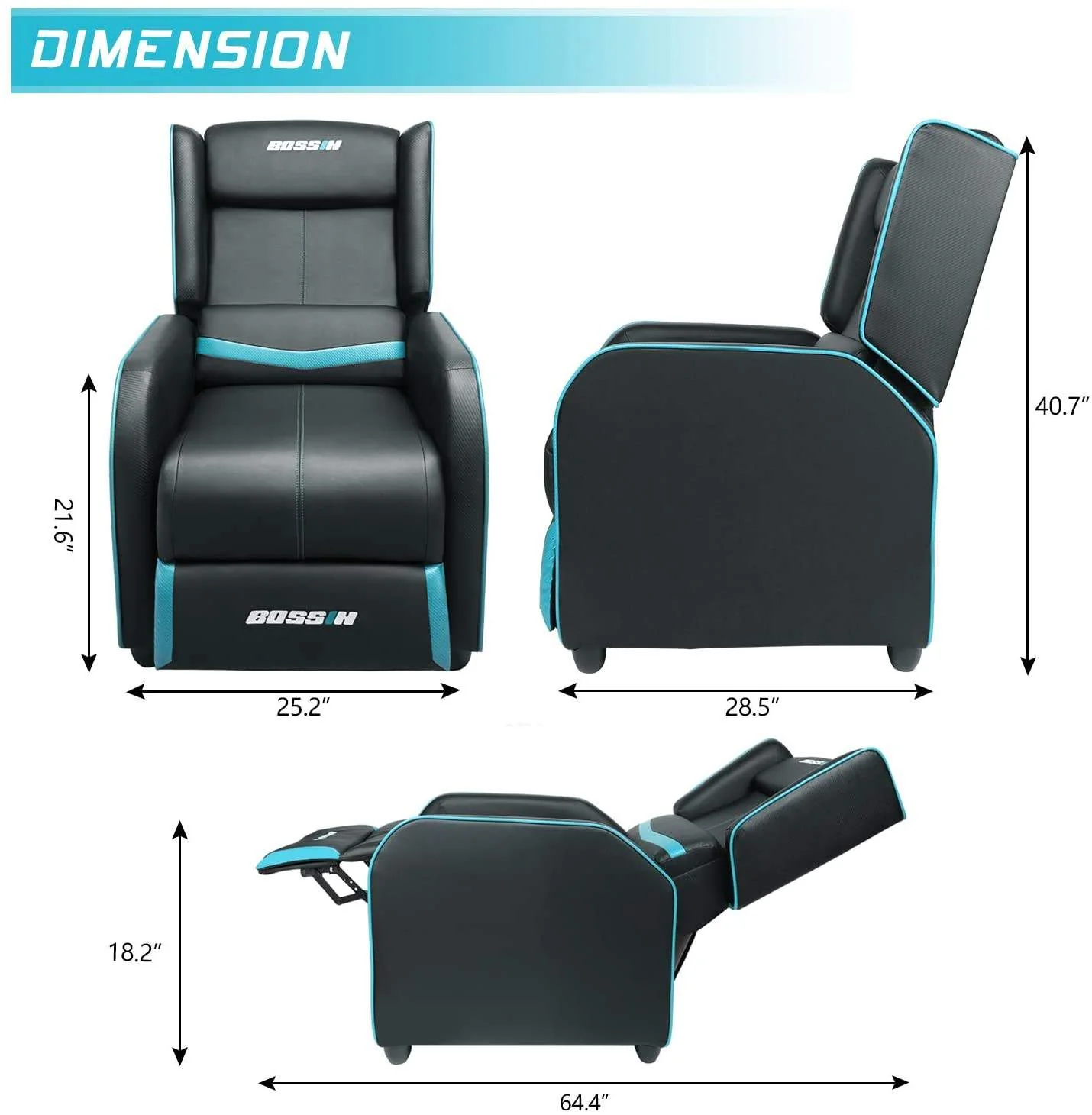 Vitesse Ergonomic Gaming Recliner Chair,PU Leather Recliner Seating Sofa BGR01 - Image 35