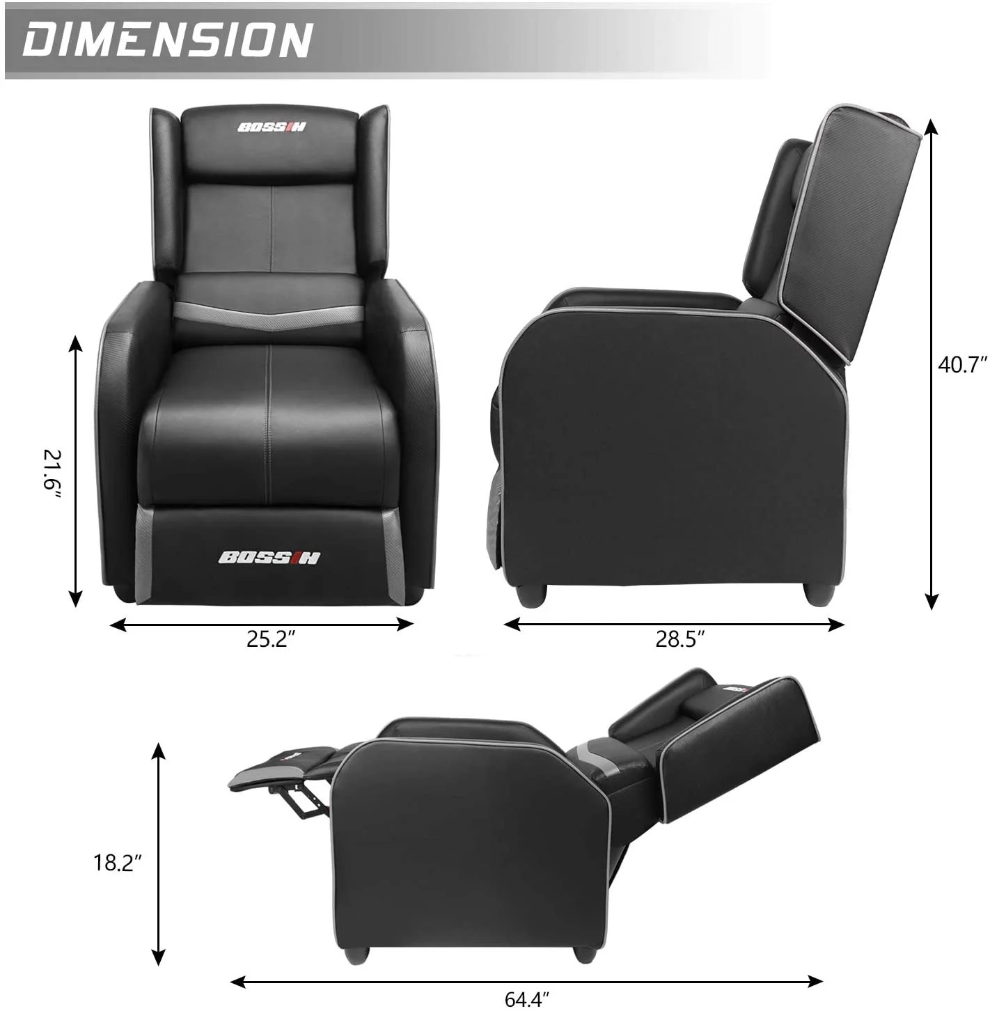 Vitesse Ergonomic Gaming Recliner Chair,PU Leather Recliner Seating Sofa BGR01 - Image 7
