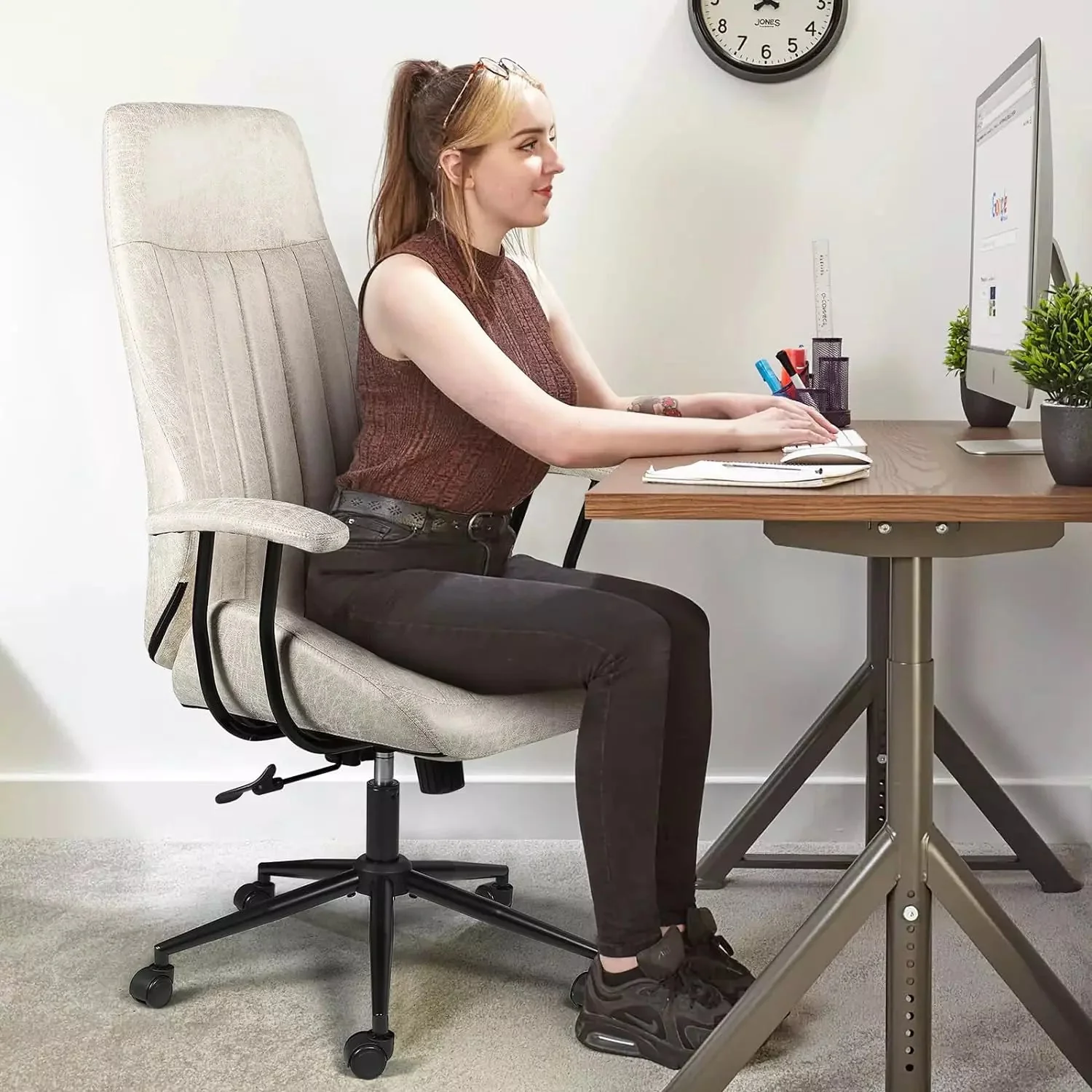 VITESSE Ergonomic Home Office Desk Chair Modern Leather Computer Chair - Image 15