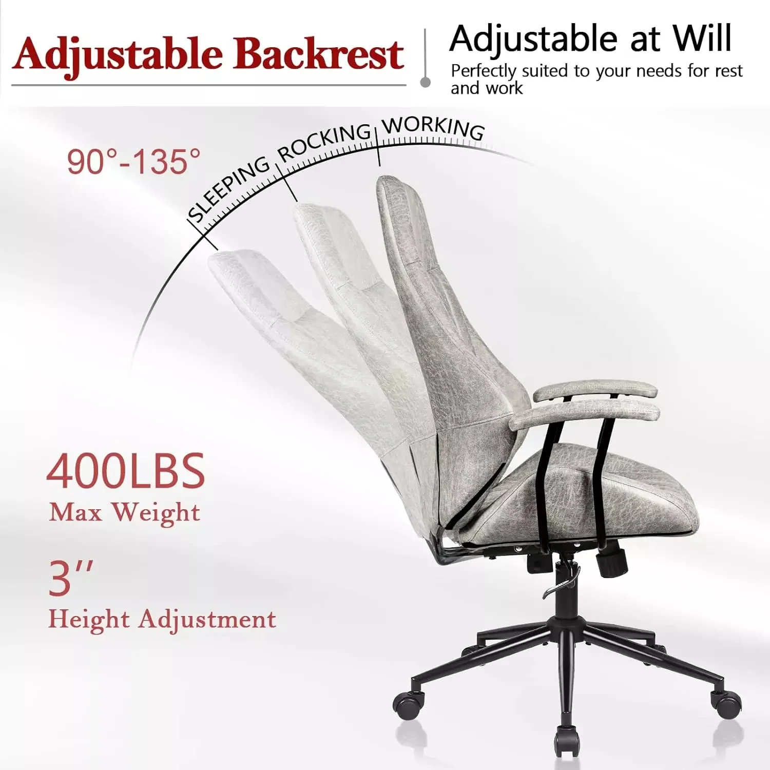 VITESSE Ergonomic Home Office Desk Chair Modern Leather Computer Chair - Image 33