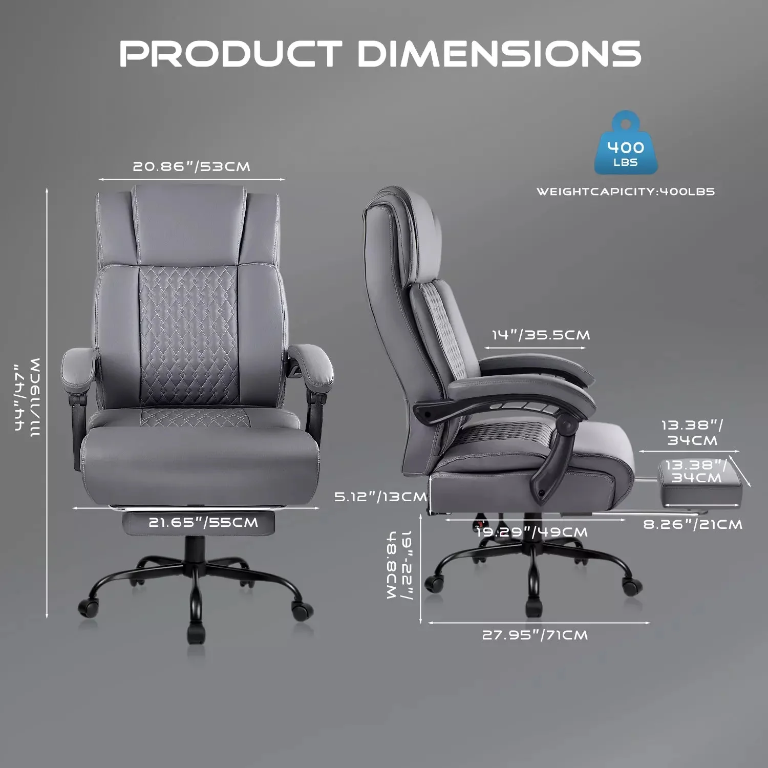 VITESSE Office Chair,Executive Heavy Duty Office Chair with Foot Rest - Image 16