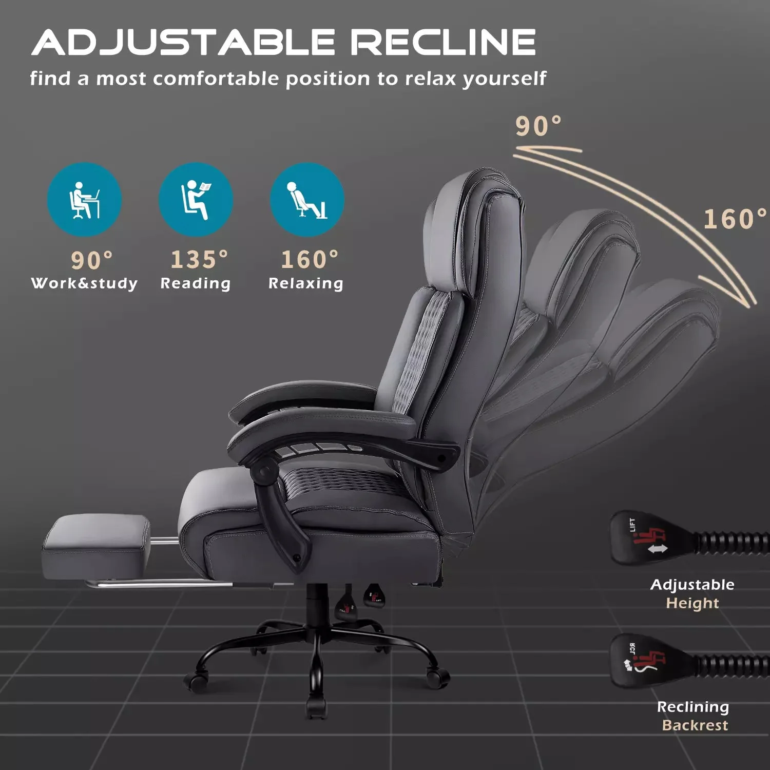 VITESSE Office Chair,Executive Heavy Duty Office Chair with Foot Rest - Image 18