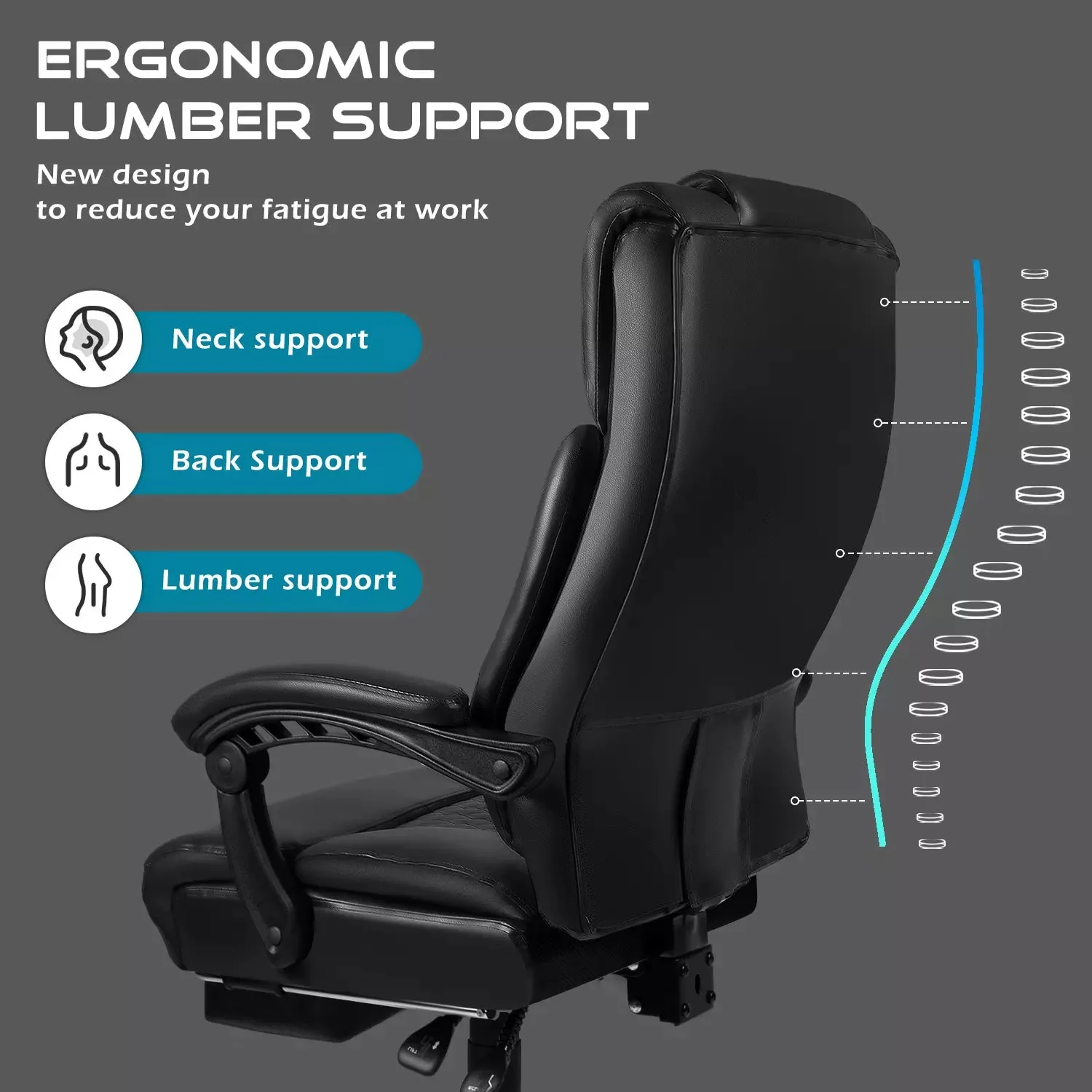 VITESSE Office Chair,Executive Heavy Duty Office Chair with Foot Rest - Image 6