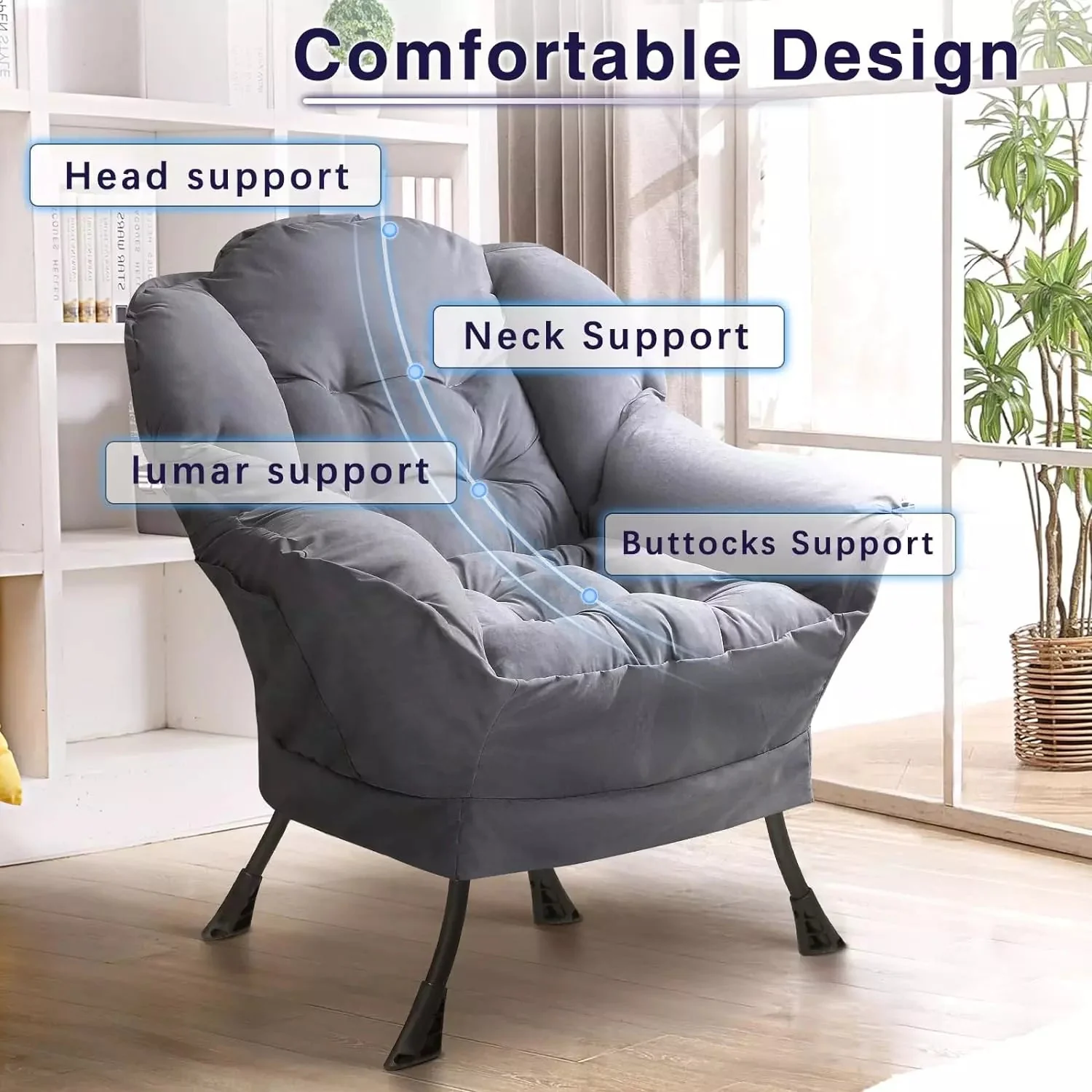 VITESSE Fabric Lazy Chair for Adults,Modern Comfortable Soft Sofa - Image 11