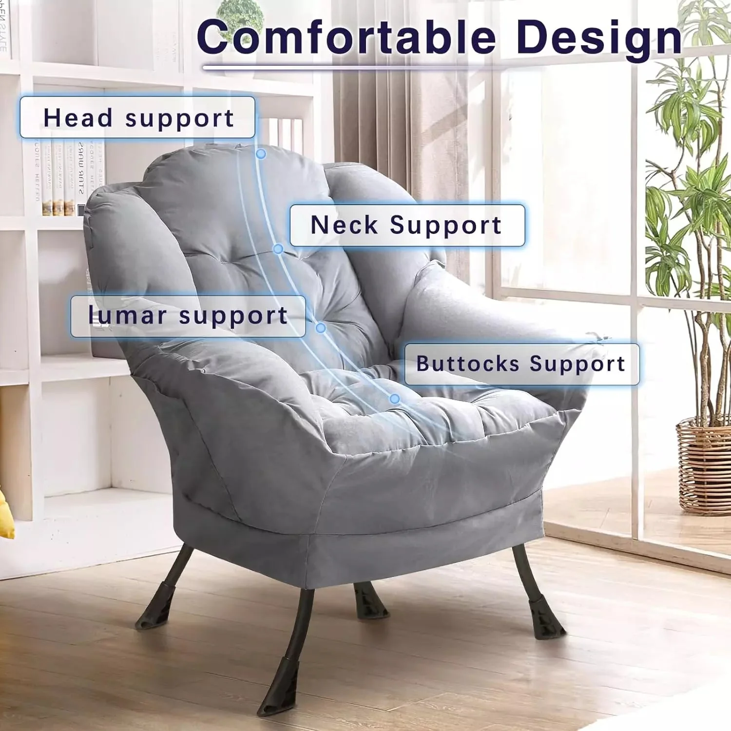 VITESSE Fabric Lazy Chair for Adults,Modern Comfortable Soft Sofa - Image 18