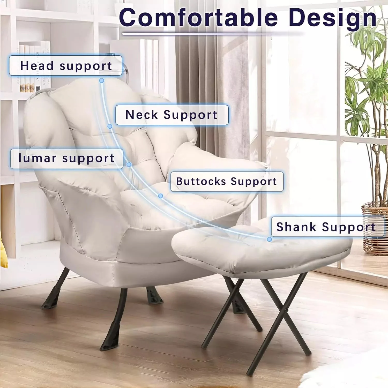 VITESSE Fabric Lazy Chair for Adults,Modern Comfortable Soft Sofa - Image 25